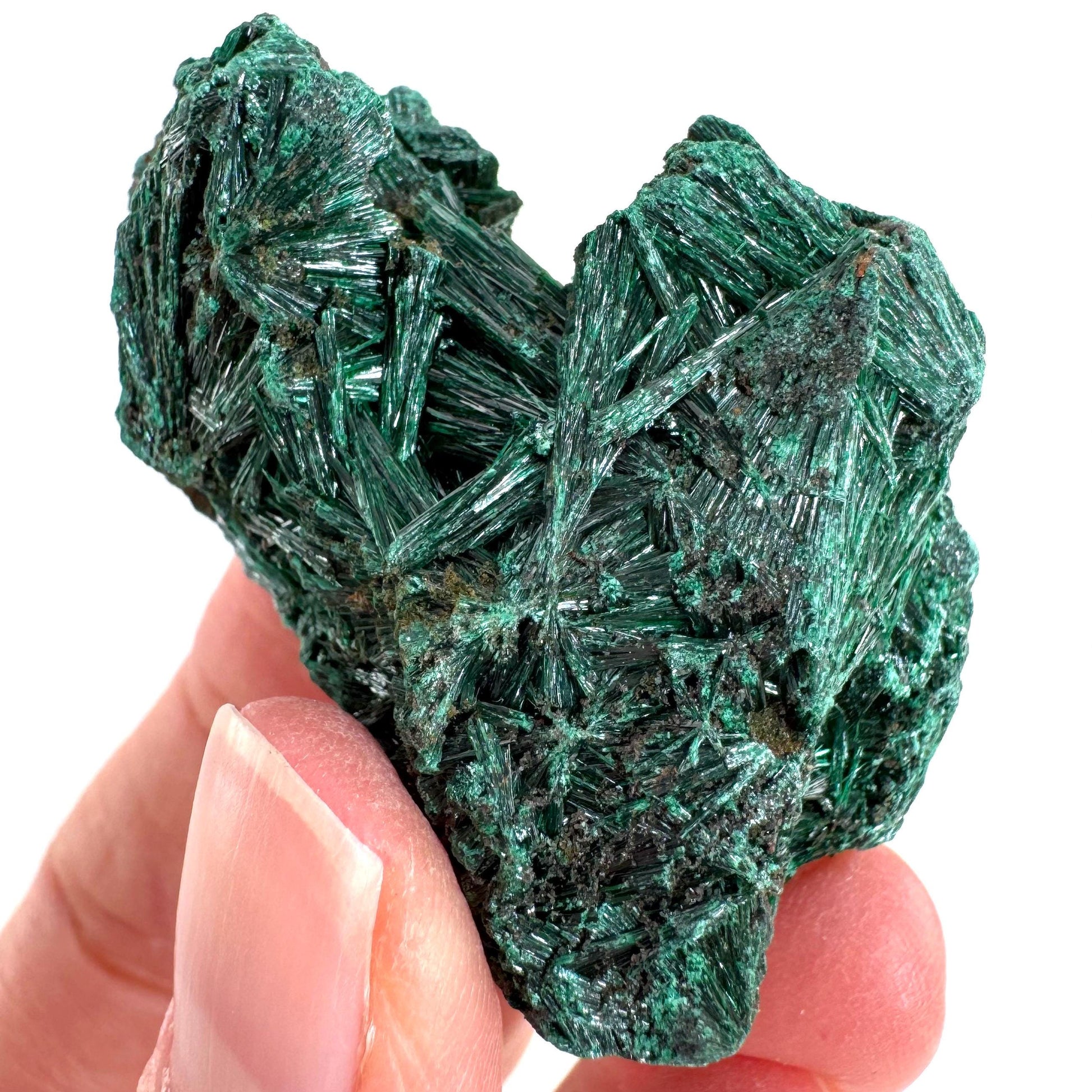 Fibrous Malachite | green velvet crystal, mineral specimen