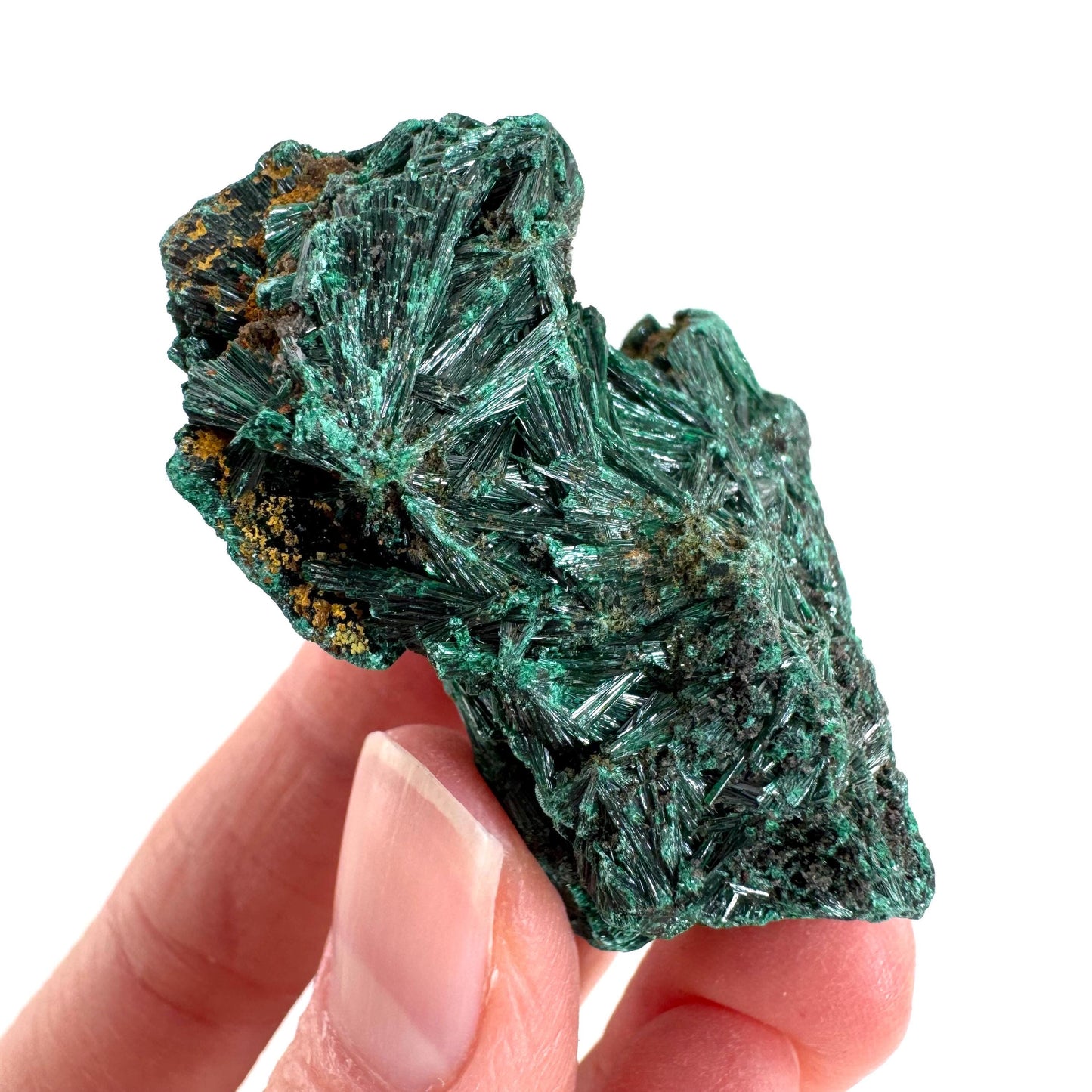Fibrous Malachite | green velvet crystal, mineral specimen
