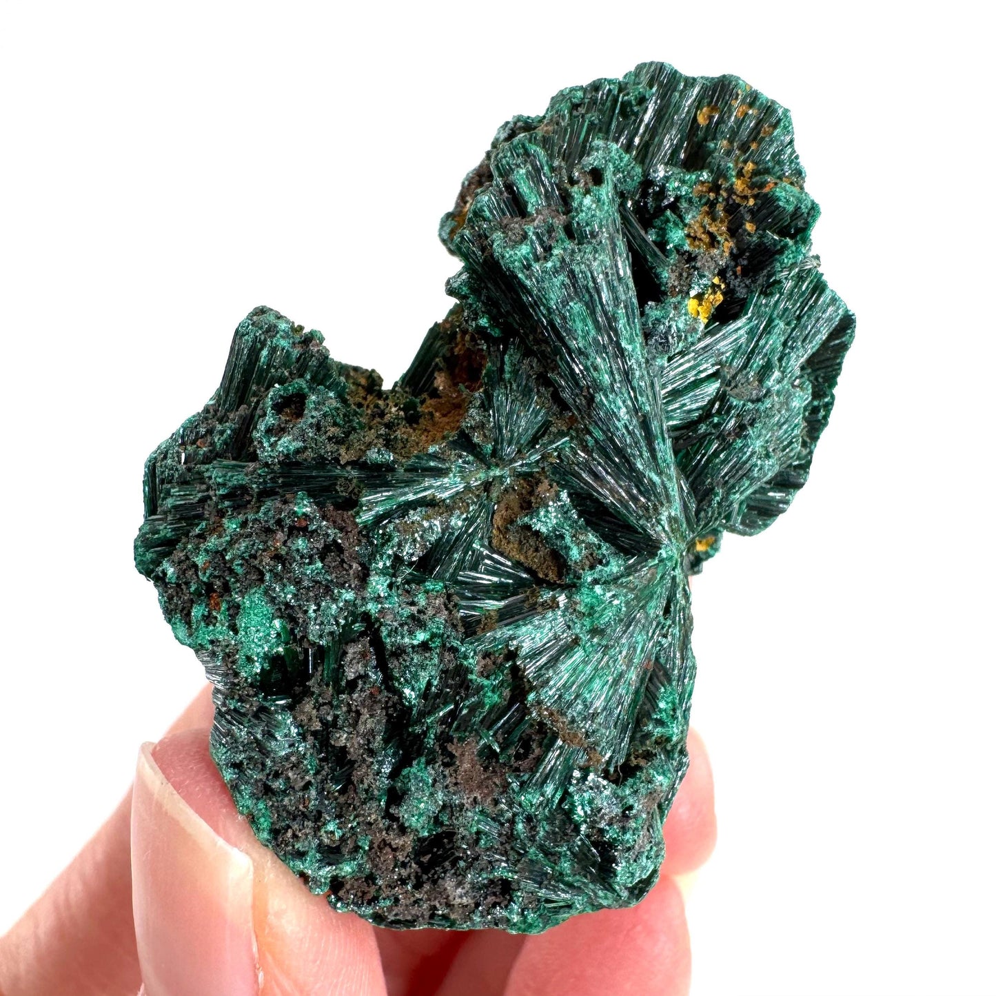 Fibrous Malachite | green velvet crystal, mineral specimen