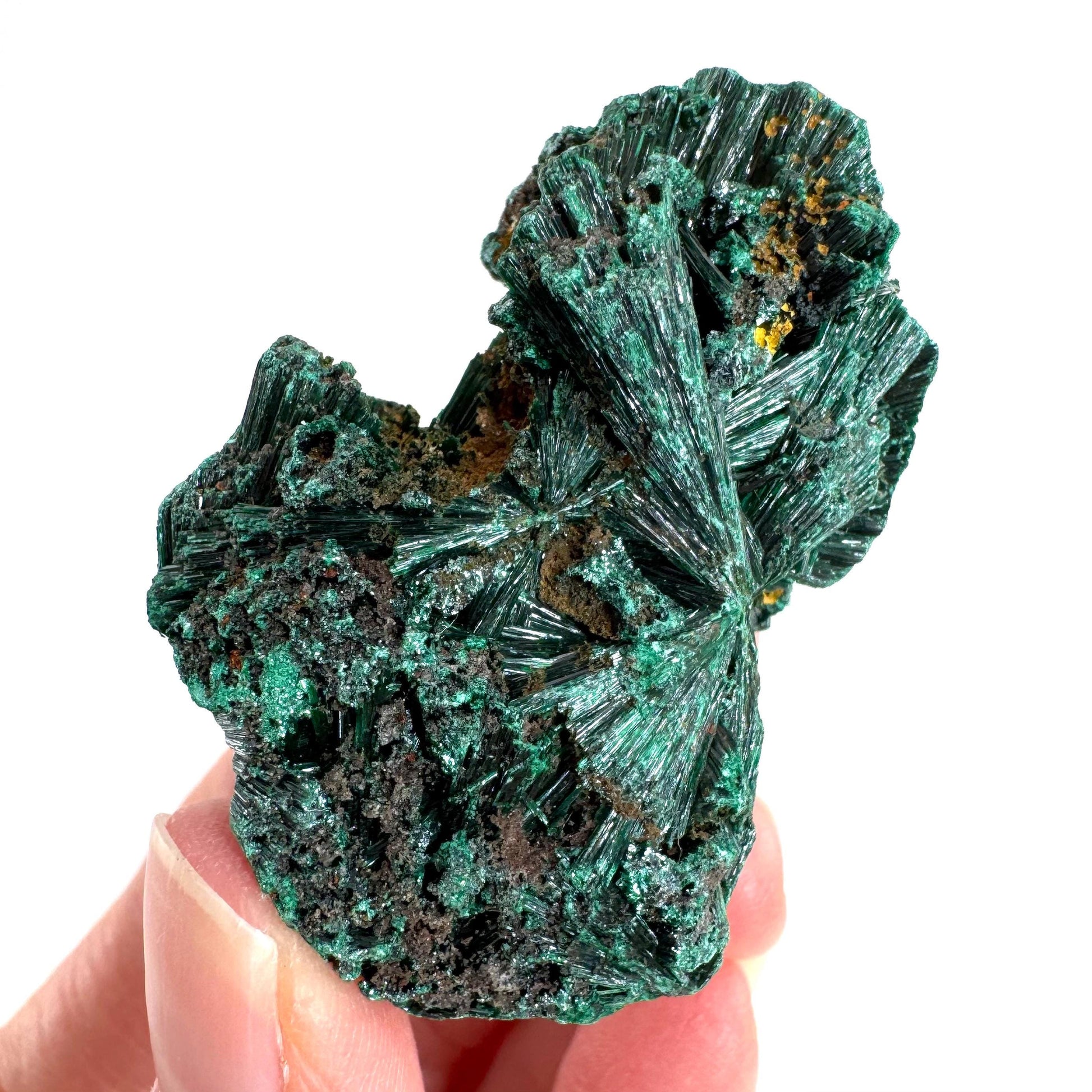 Fibrous Malachite | green velvet crystal, mineral specimen