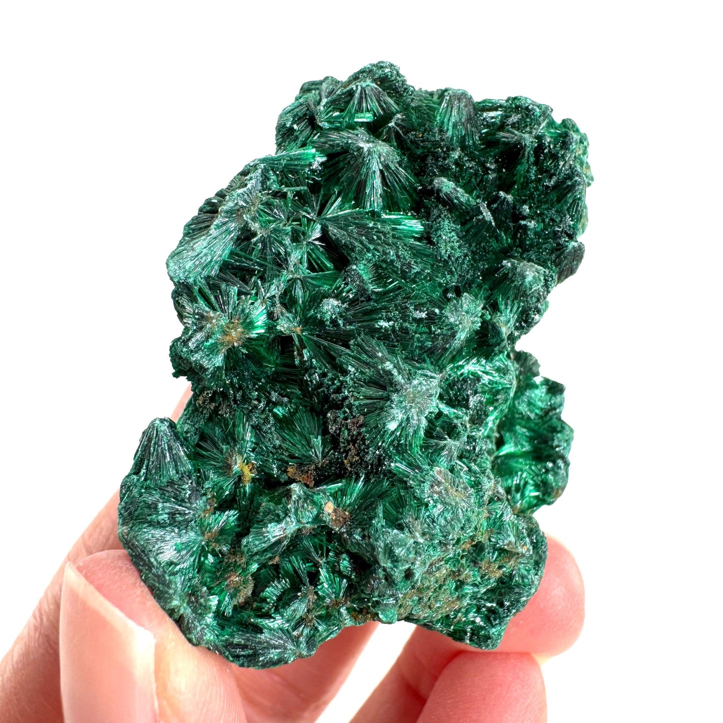 Fibrous Malachite | green velvet crystal, mineral specimen