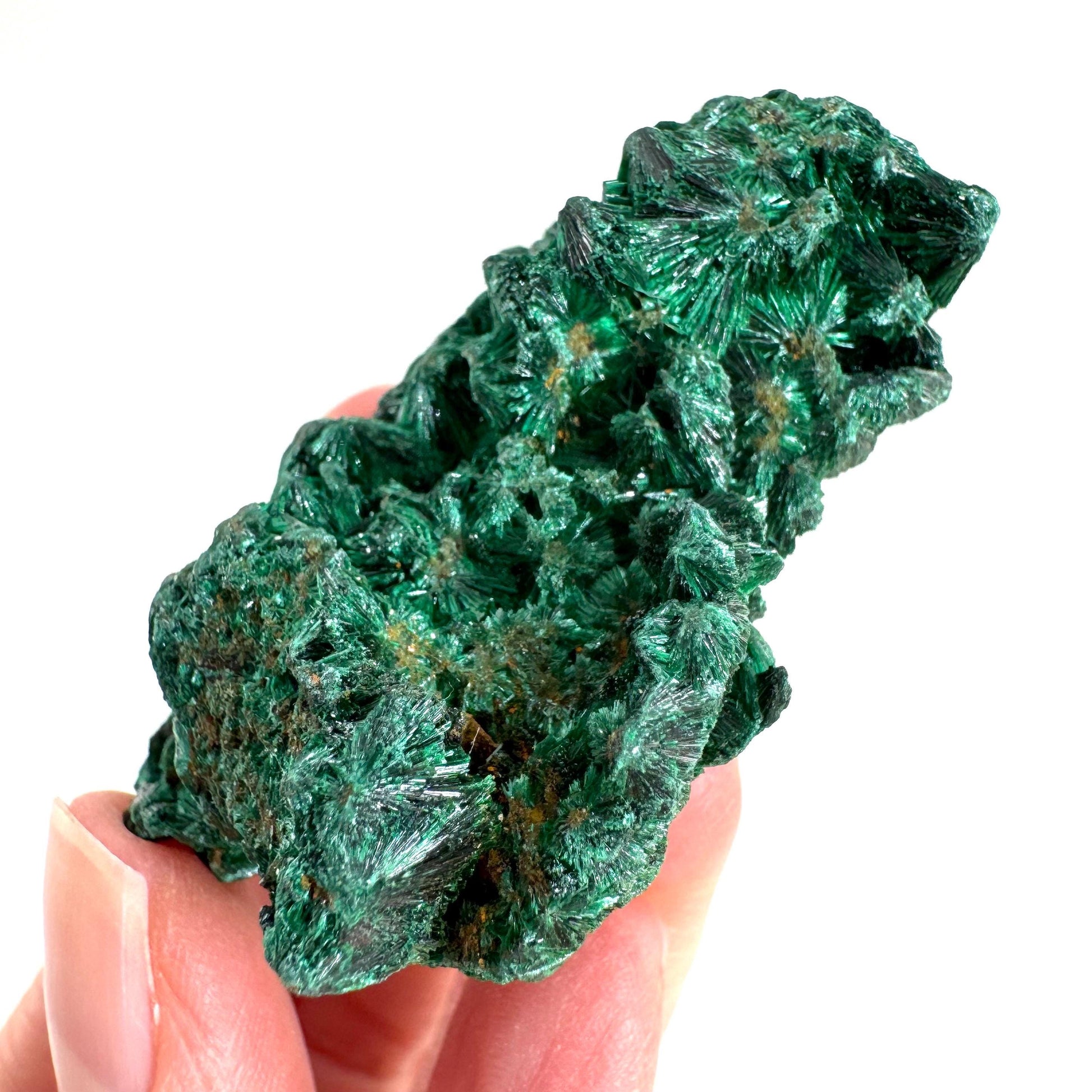 Fibrous Malachite | green velvet crystal, mineral specimen