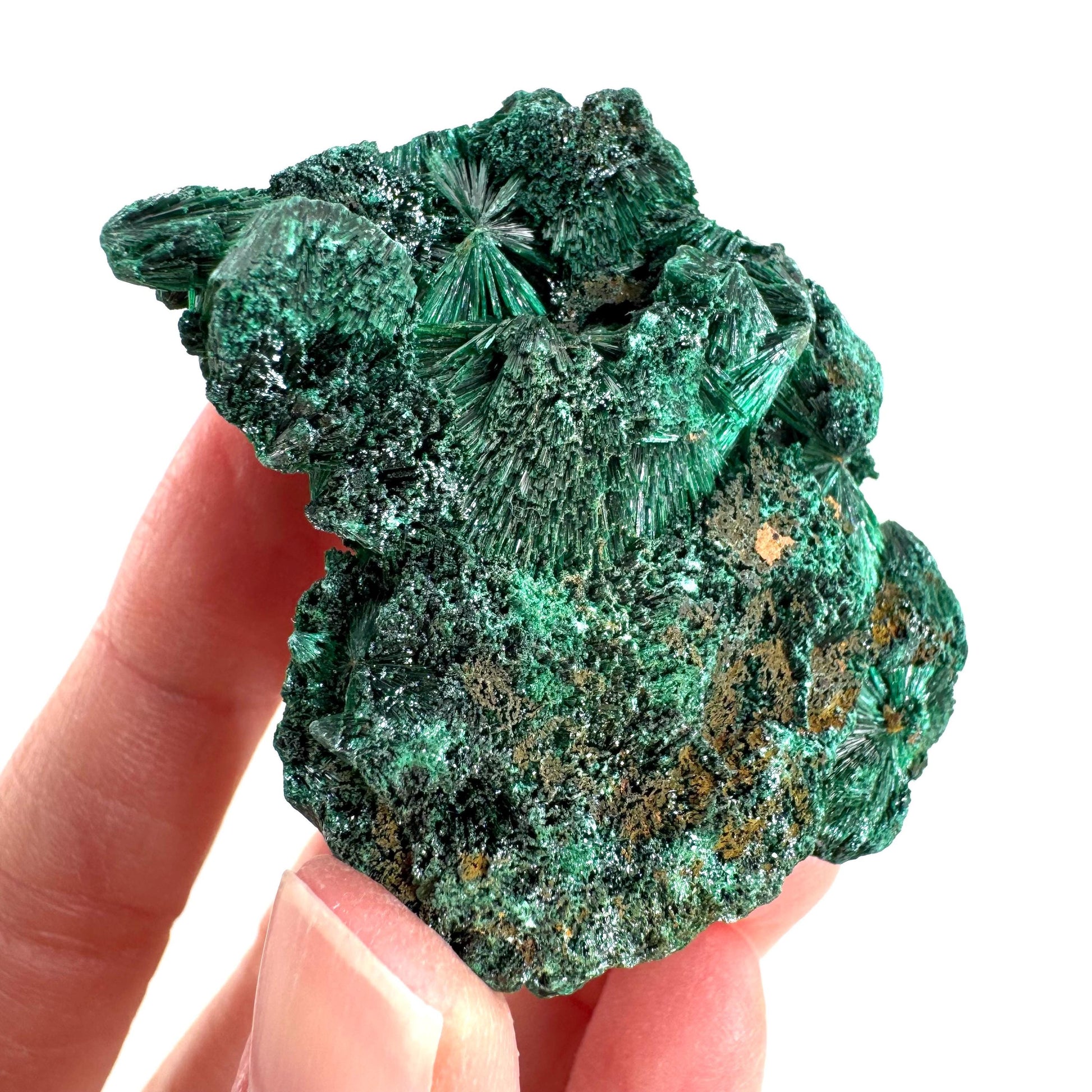 Fibrous Malachite | green velvet crystal, mineral specimen