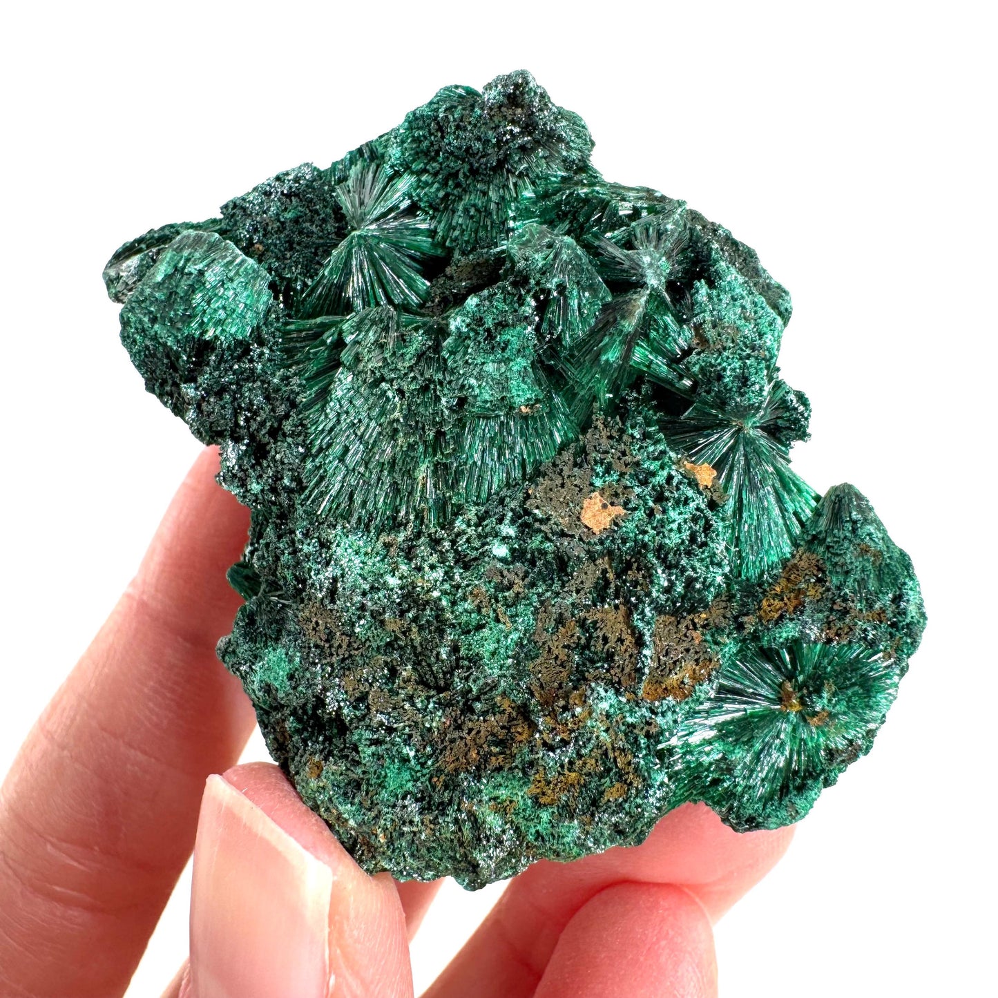Fibrous Malachite | green velvet crystal, mineral specimen