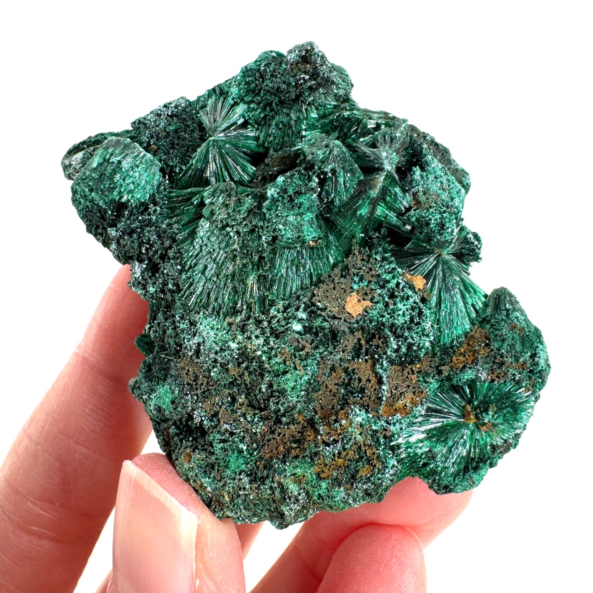 Fibrous Malachite | green velvet crystal, mineral specimen