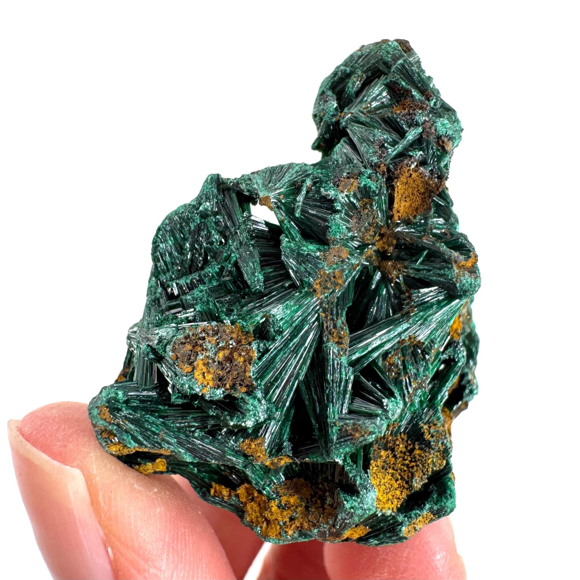 Fibrous Malachite | green velvet crystal, mineral specimen