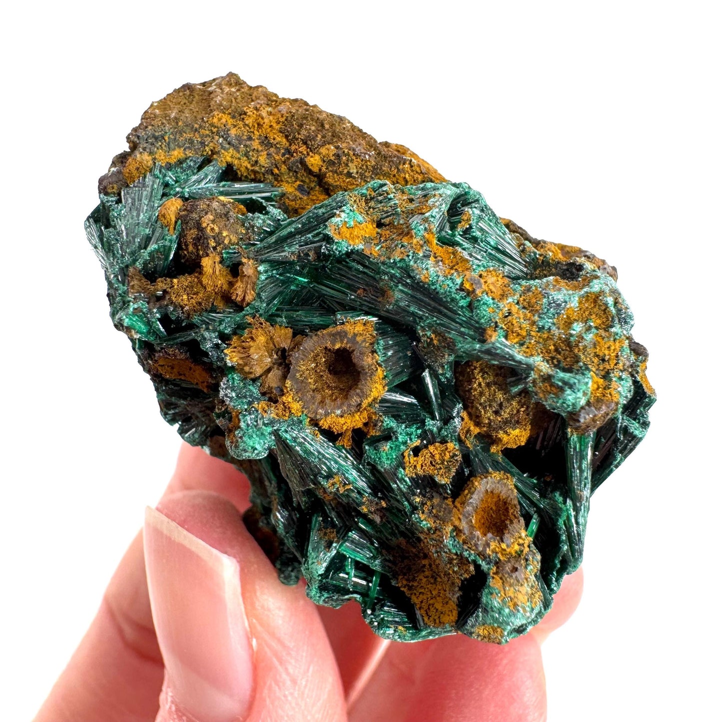 Fibrous Malachite | green velvet crystal, mineral specimen