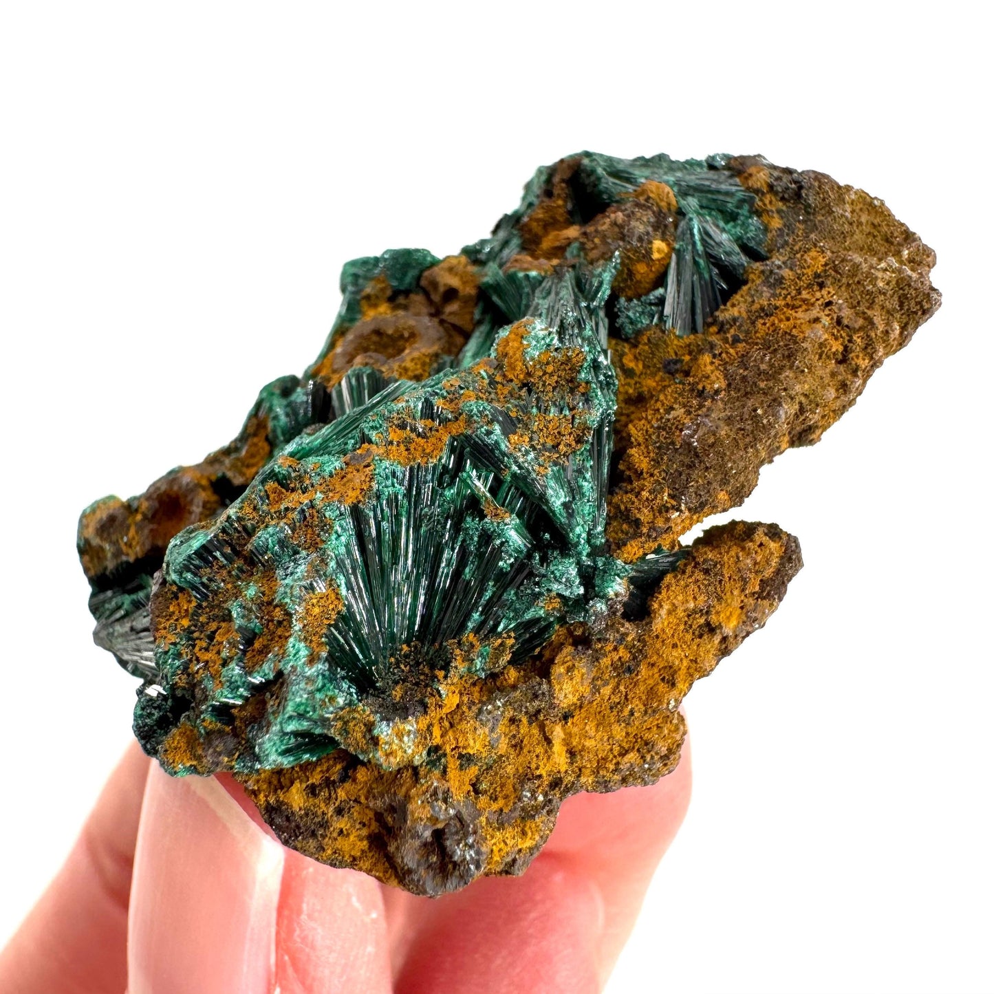 Fibrous Malachite | green velvet crystal, mineral specimen
