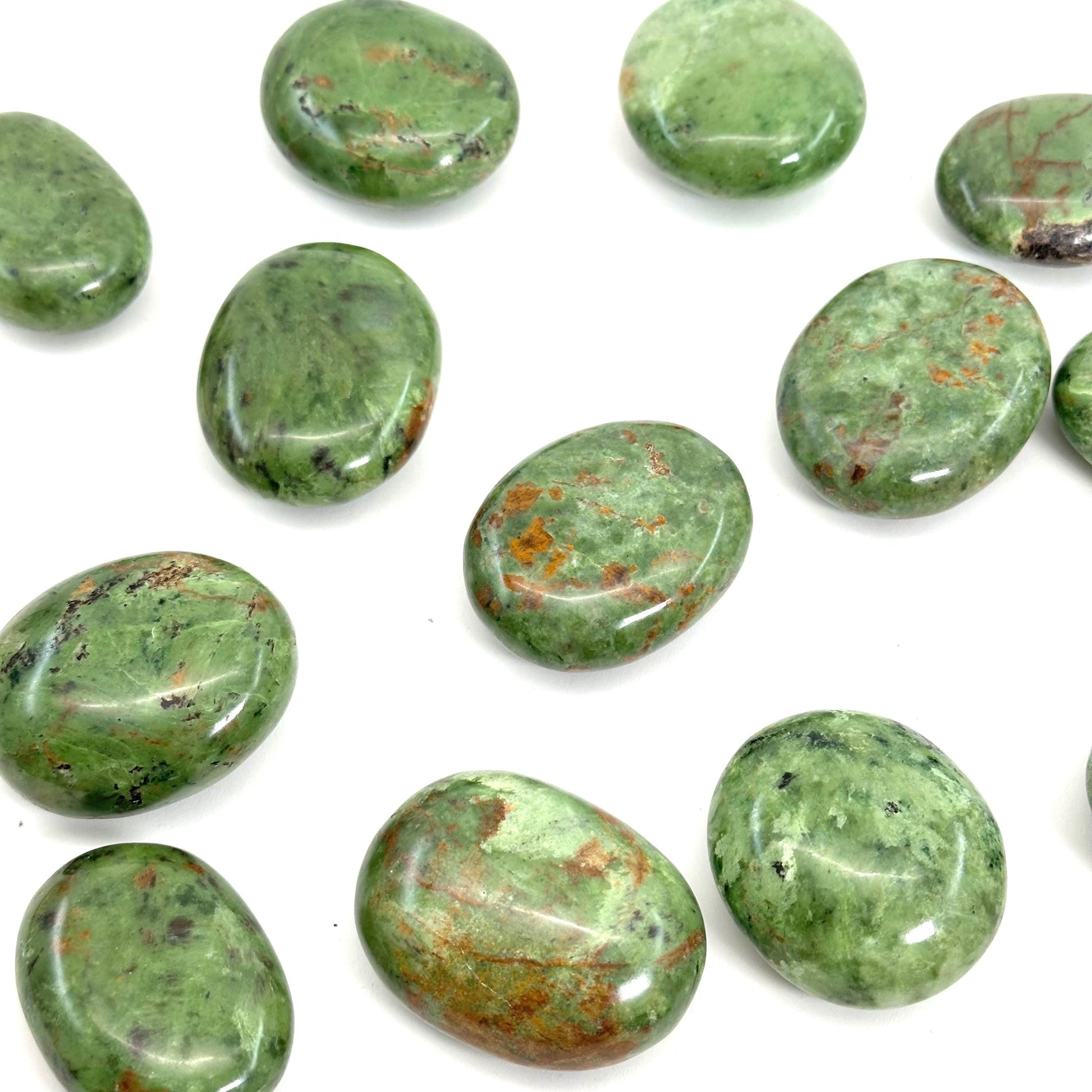 Chrysoprase Palm Stone | Polished Green Crystal Worry Stone (Heart Chakra)