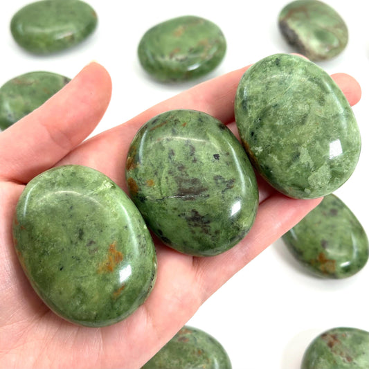 Chrysoprase Palm Stone | Polished Green Crystal Worry Stone (Heart Chakra)