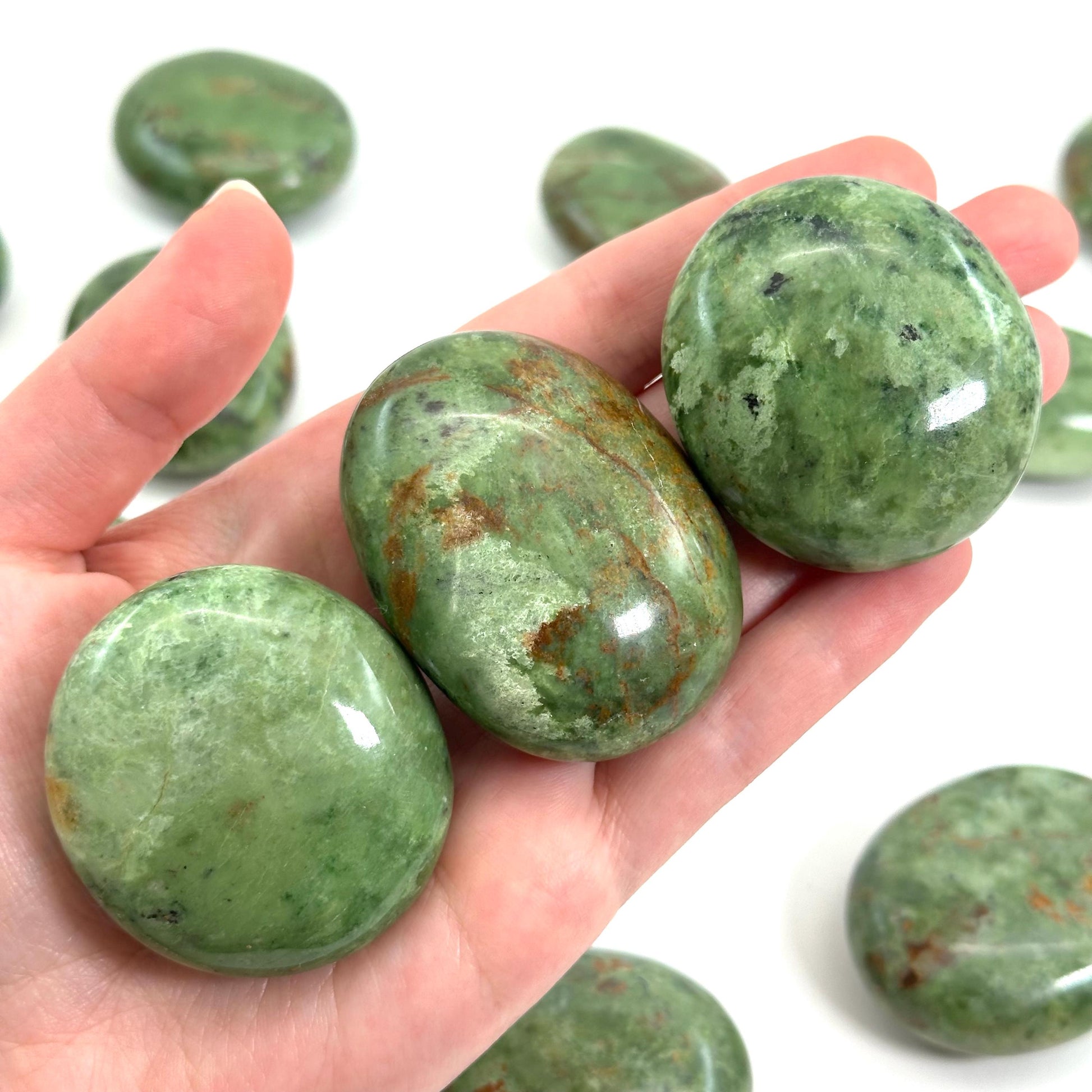 Chrysoprase Palm Stone | Polished Green Crystal Worry Stone (Heart Chakra)