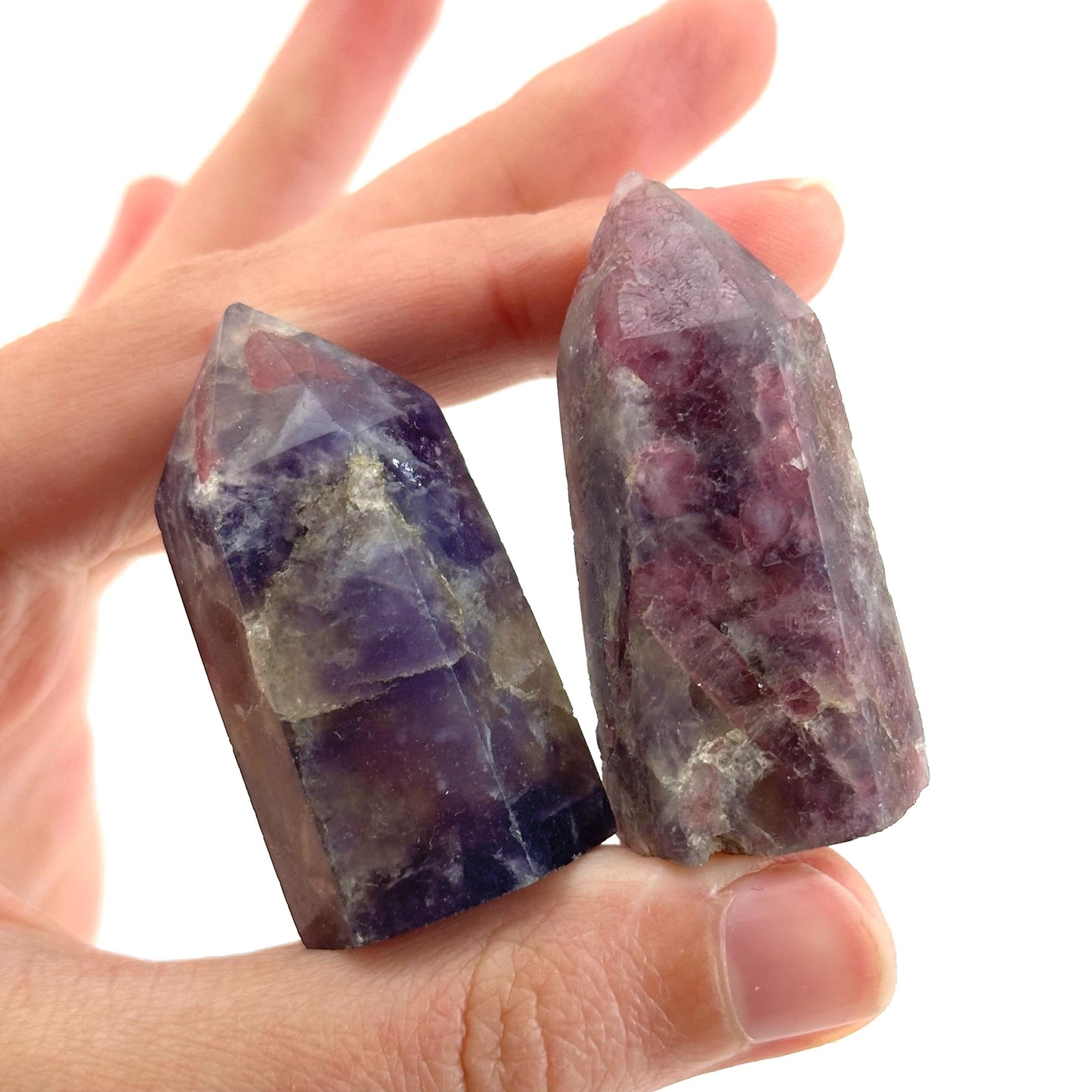 Unicorn Stone Point | polished purple lepidolite & pink tourmaline tower (Heart Chakra)