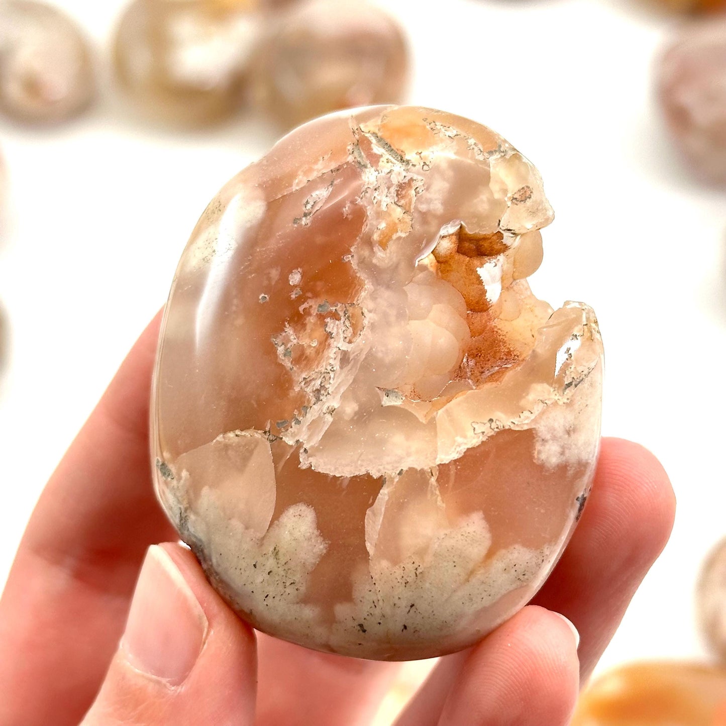 Flower Agate Palm Stone, flower agate palmstone, polished agate
