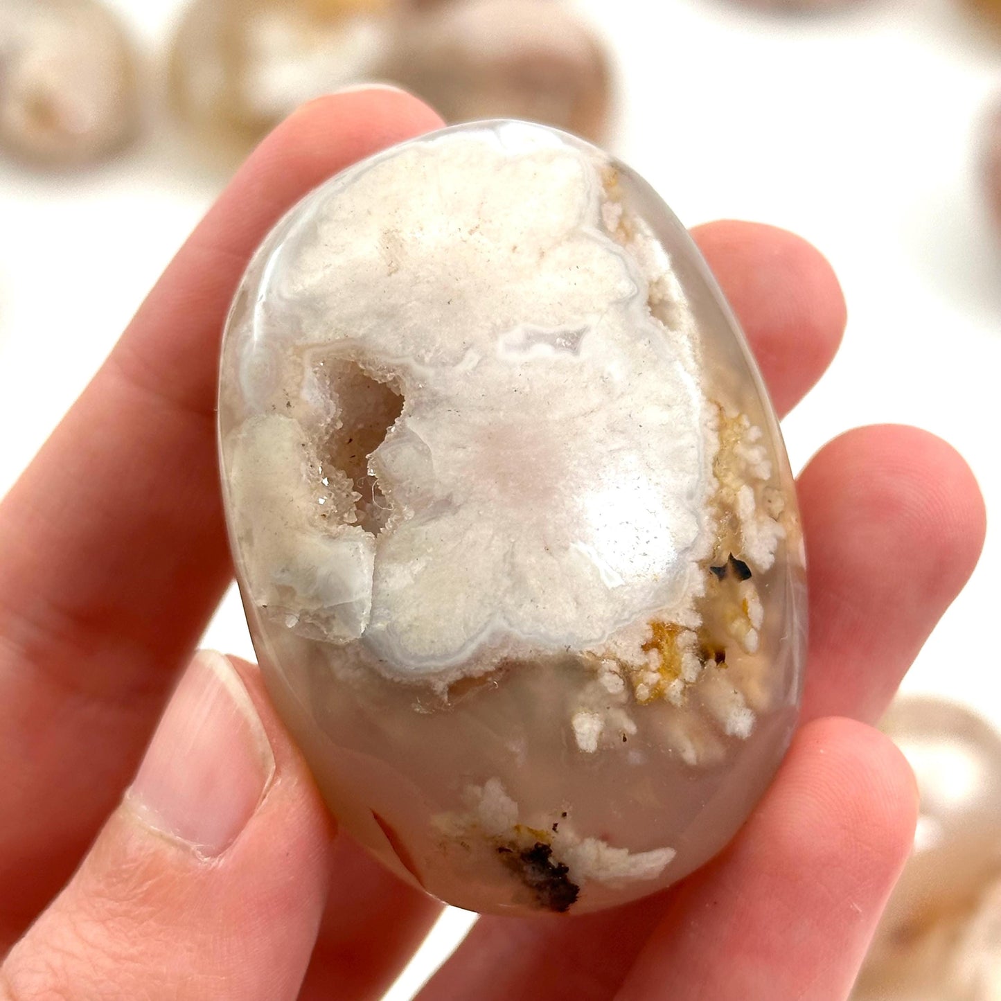 Flower Agate Palm Stone, flower agate palmstone, polished agate