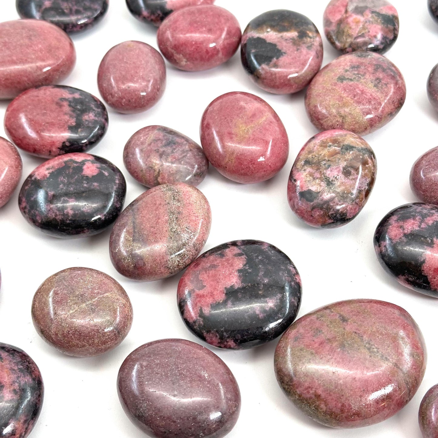 Rhodonite Palm Stone, Rhodonite palmstone, polished Rhodonite, crystal palm stone