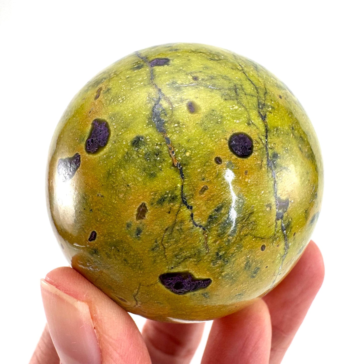 Atlantisite Sphere | Polished Stichtite in Serpentine, Crystal Ball from Tasmania