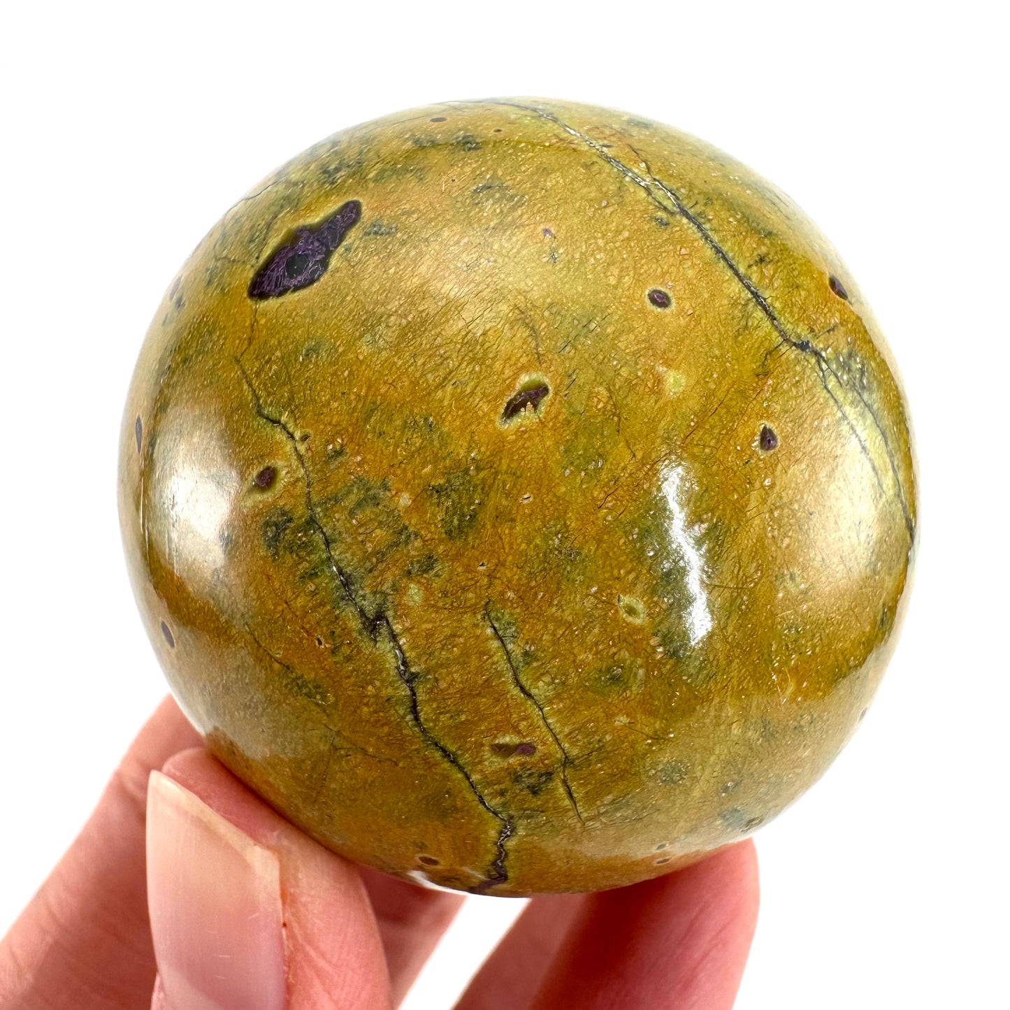 Atlantisite Sphere | Polished Stichtite in Serpentine, Crystal Ball from Tasmania