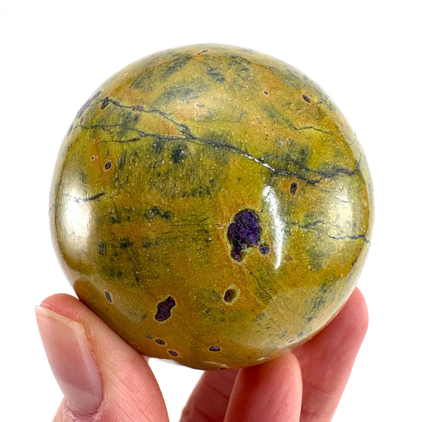Atlantisite Sphere | Polished Stichtite in Serpentine, Crystal Ball from Tasmania