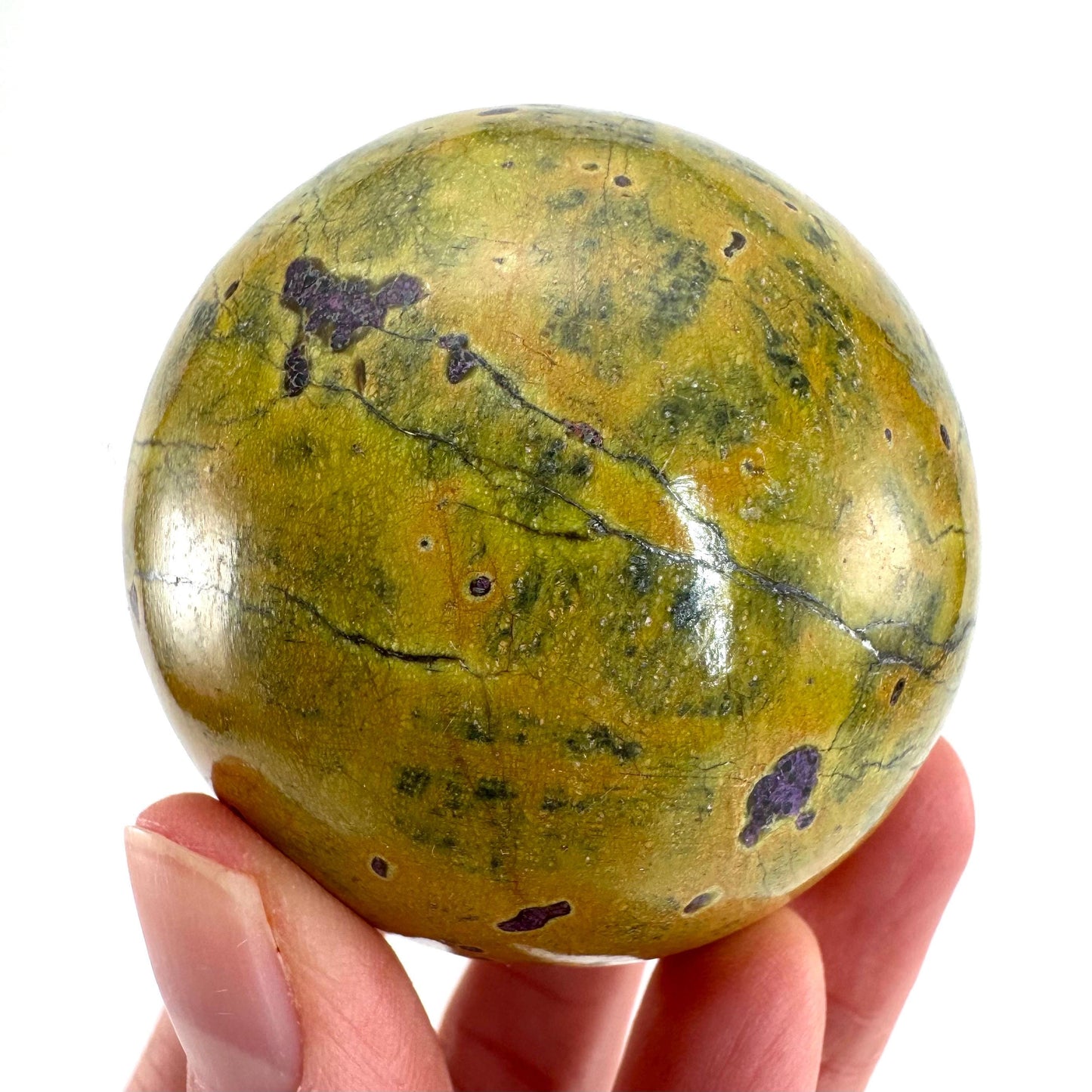 Atlantisite Sphere | Polished Stichtite in Serpentine, Crystal Ball from Tasmania