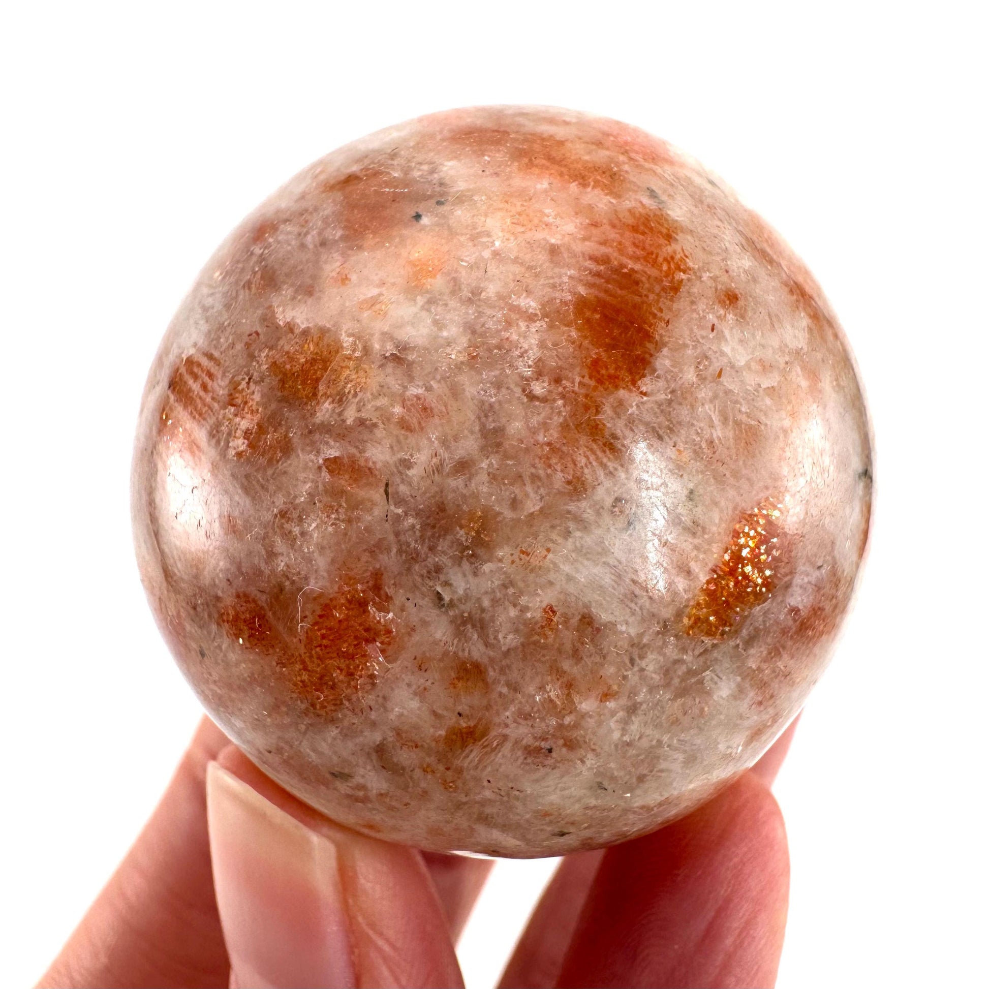 Orange Sunstone Sphere | Polished Flashy Crystal Ball