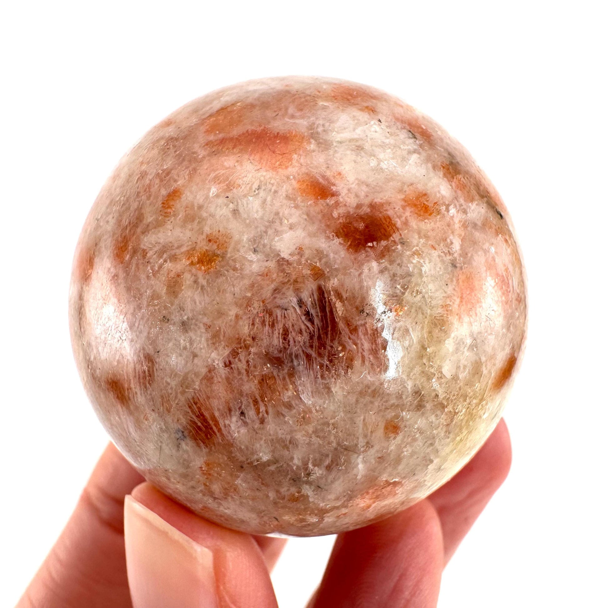 Orange Sunstone Sphere | Polished Flashy Crystal Ball
