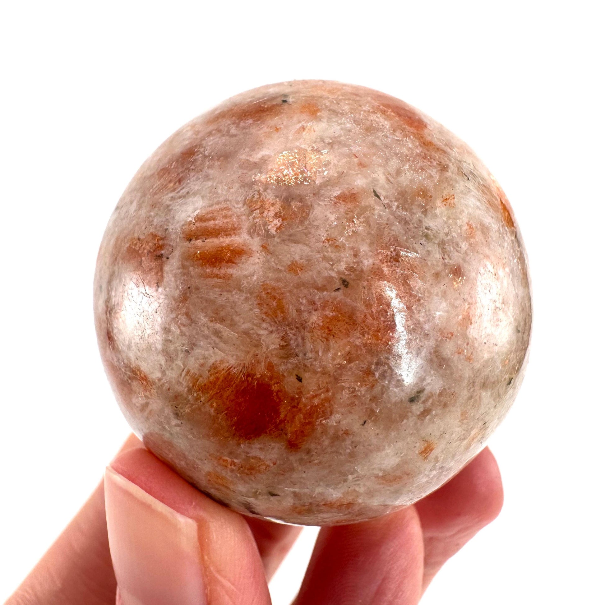 Orange Sunstone Sphere | Polished Flashy Crystal Ball