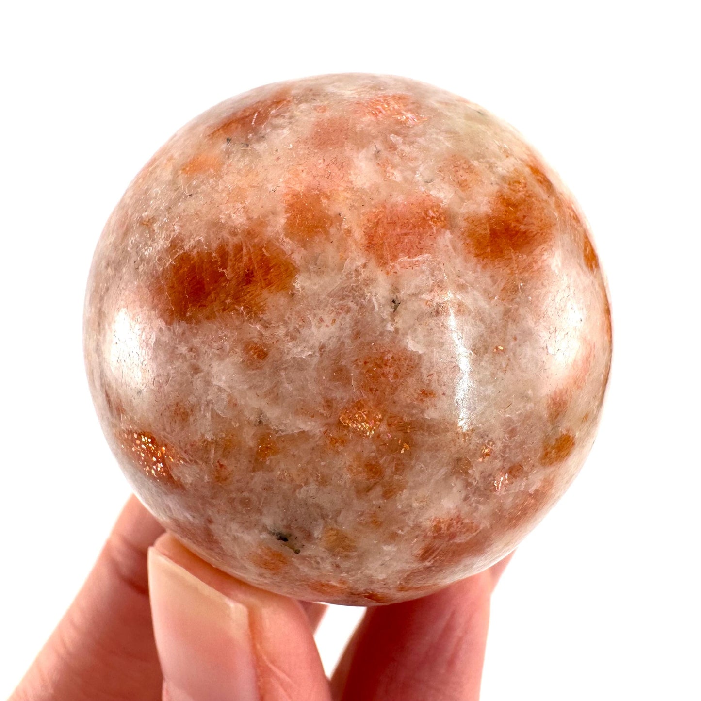 Orange Sunstone Sphere | Polished Flashy Crystal Ball