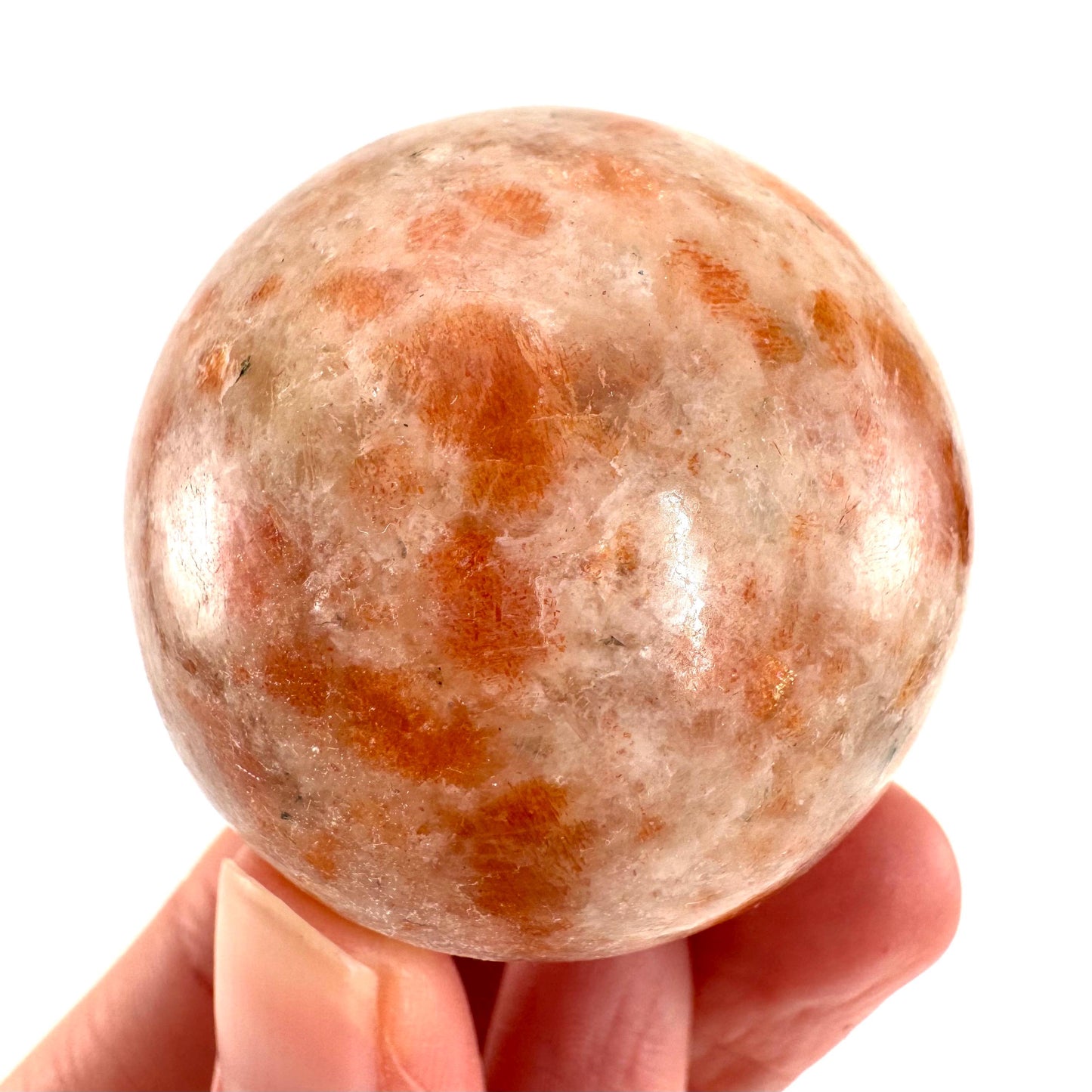 Orange Sunstone Sphere | Polished Flashy Crystal Ball