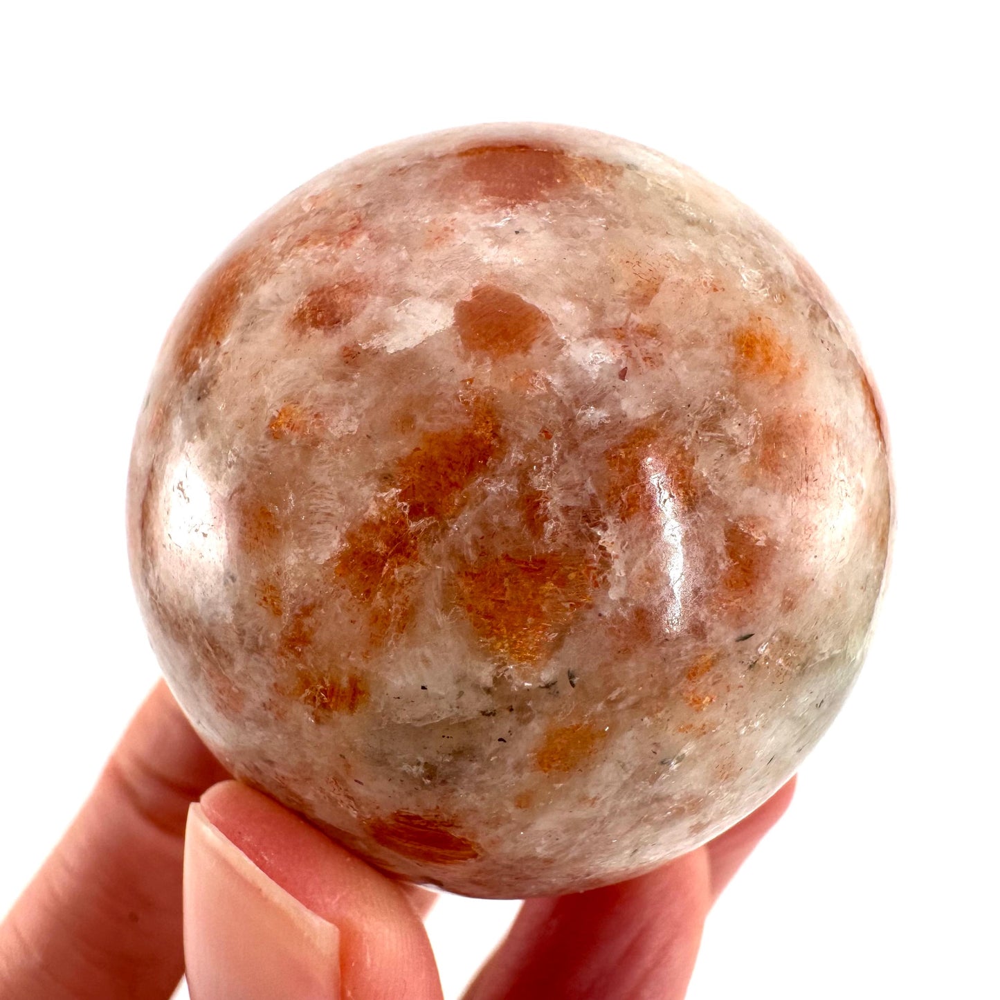Orange Sunstone Sphere | Polished Flashy Crystal Ball