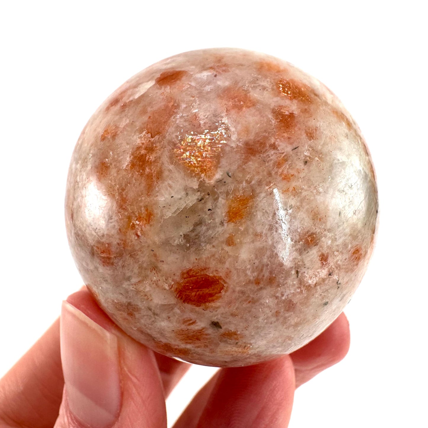 Orange Sunstone Sphere | Polished Flashy Crystal Ball