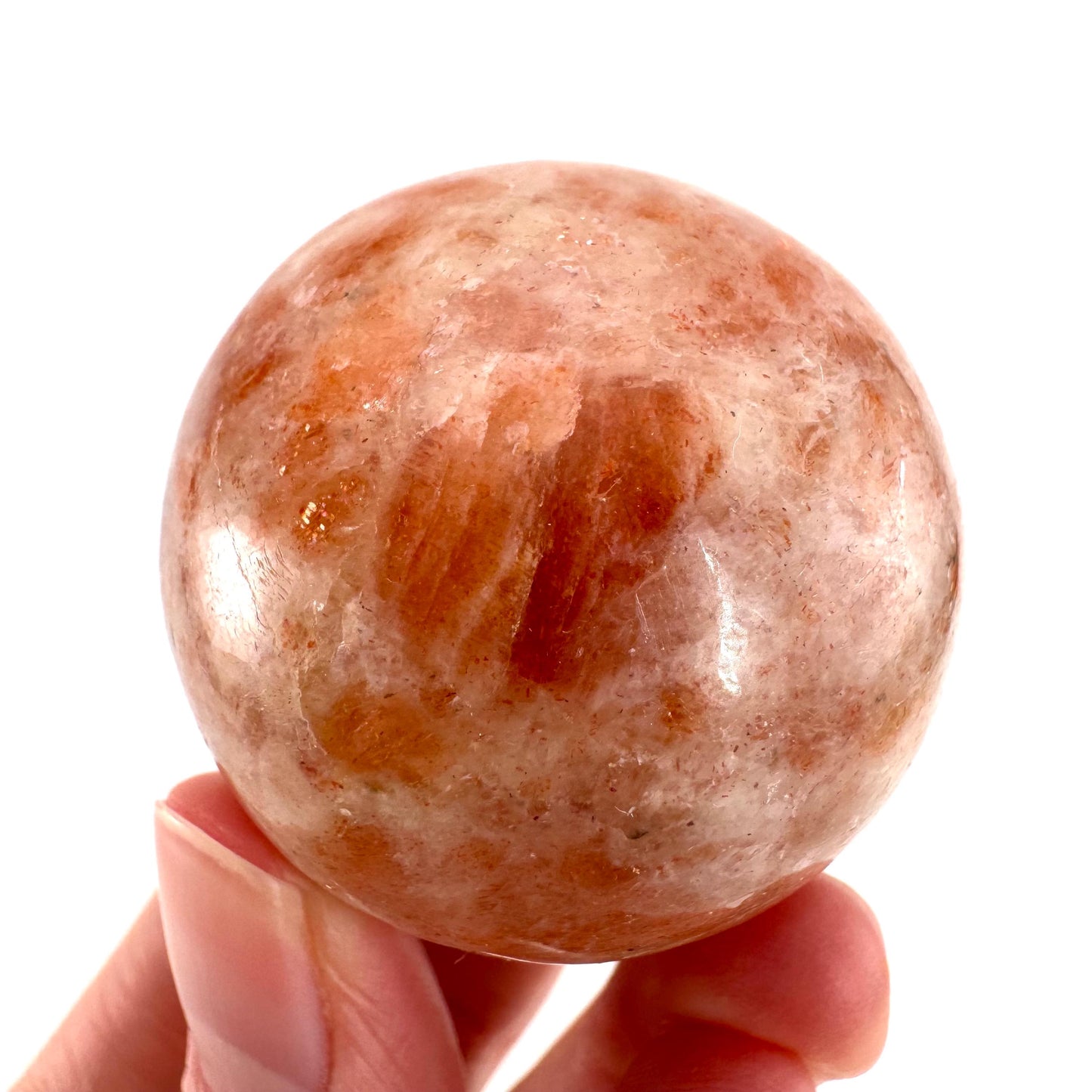 Orange Sunstone Sphere | Polished Flashy Crystal Ball