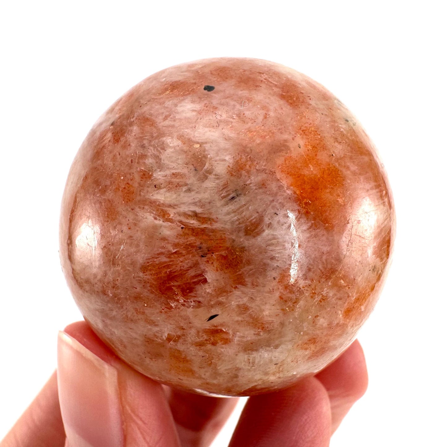 Orange Sunstone Sphere | Polished Flashy Crystal Ball