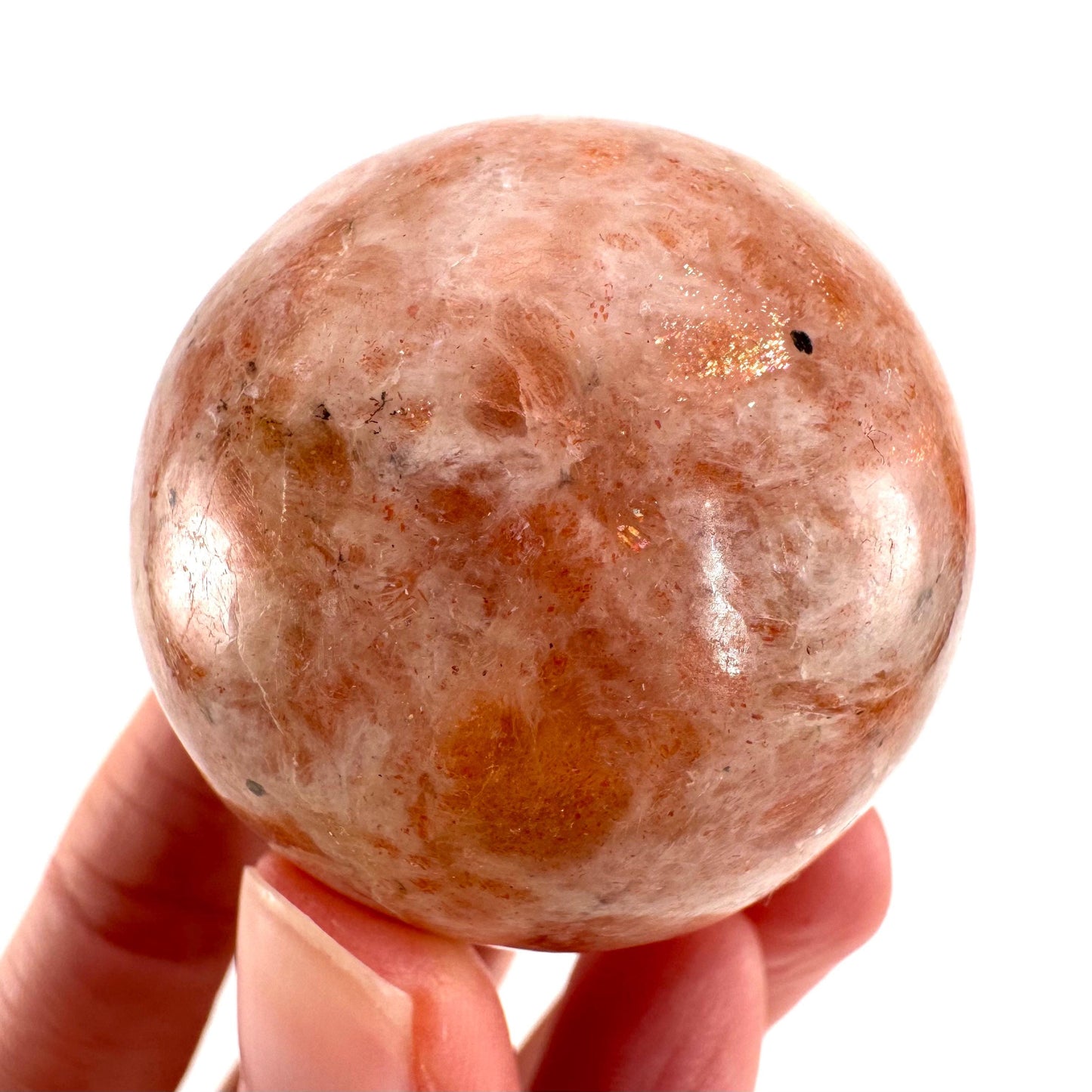 Orange Sunstone Sphere | Polished Flashy Crystal Ball