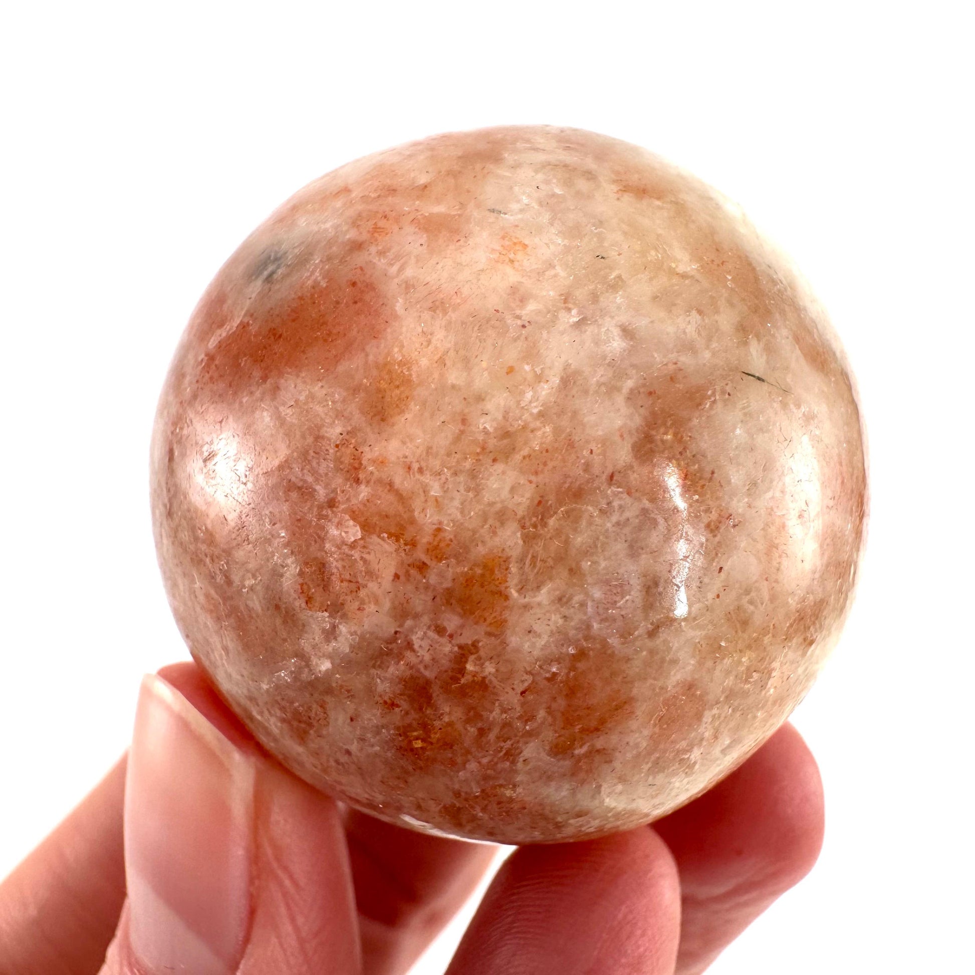 Orange Sunstone Sphere | Polished Flashy Crystal Ball