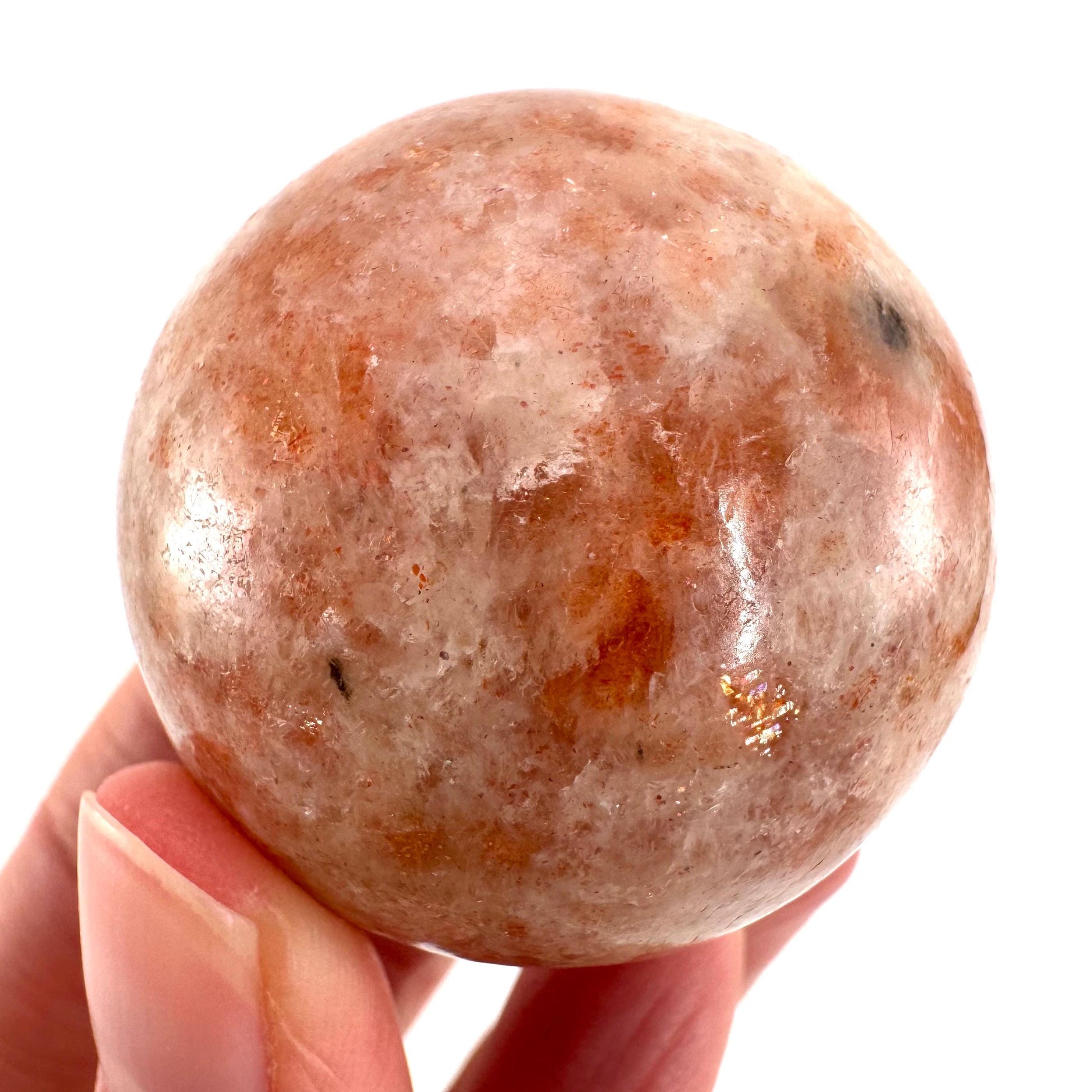 Orange Sunstone Sphere | Polished Flashy Crystal Ball