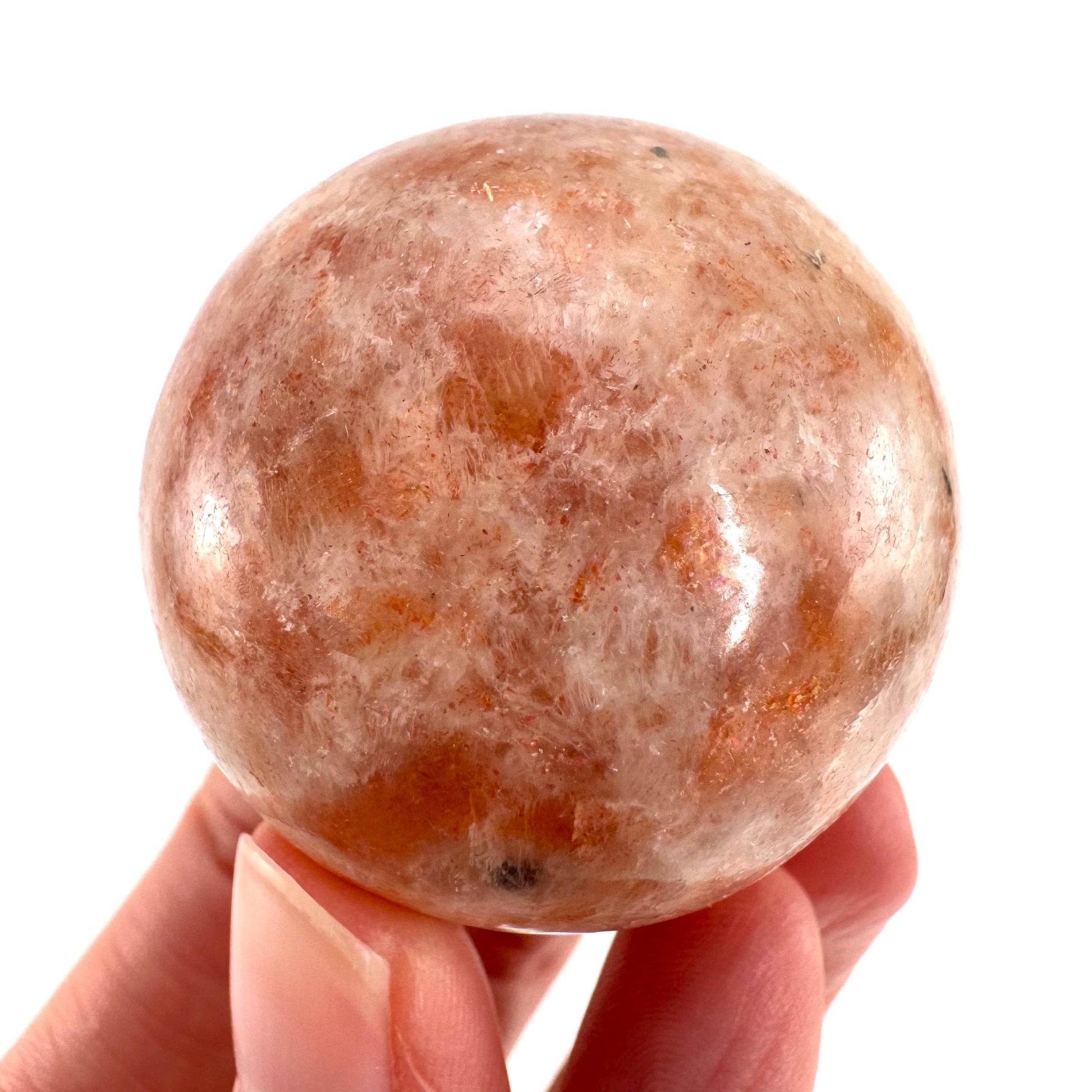 Orange Sunstone Sphere | Polished Flashy Crystal Ball