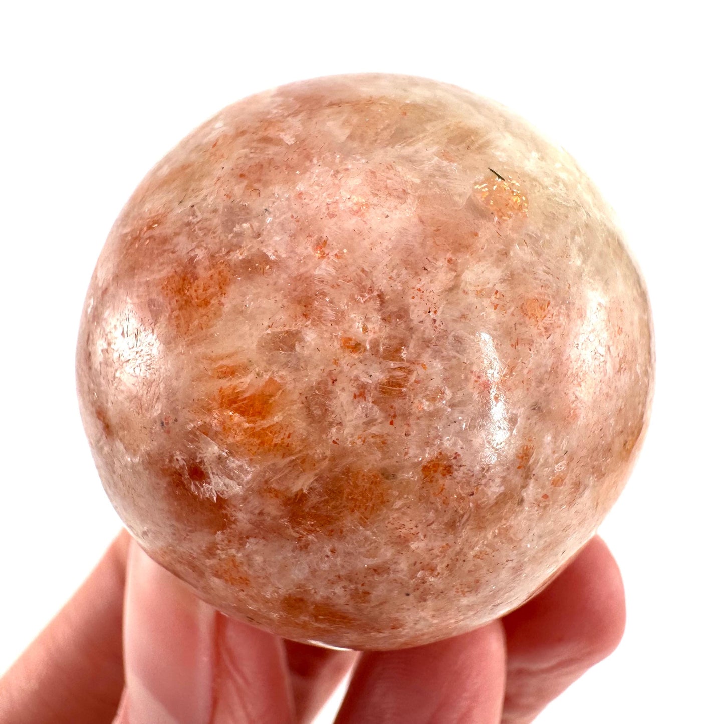 Orange Sunstone Sphere | Polished Flashy Crystal Ball