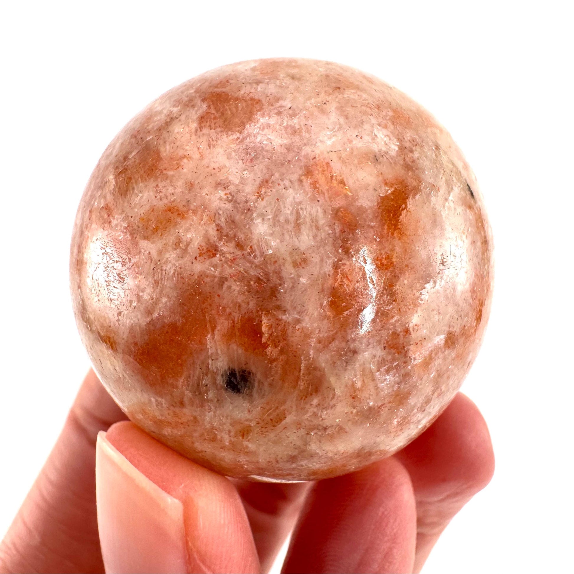Orange Sunstone Sphere | Polished Flashy Crystal Ball