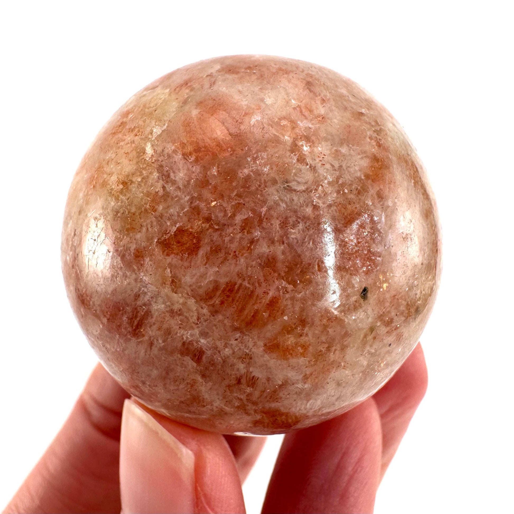 Orange Sunstone Sphere | Polished Flashy Crystal Ball