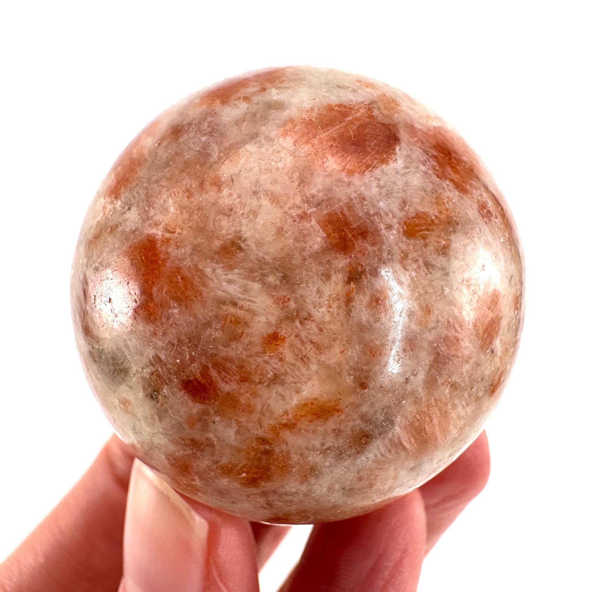 Orange Sunstone Sphere | Polished Flashy Crystal Ball