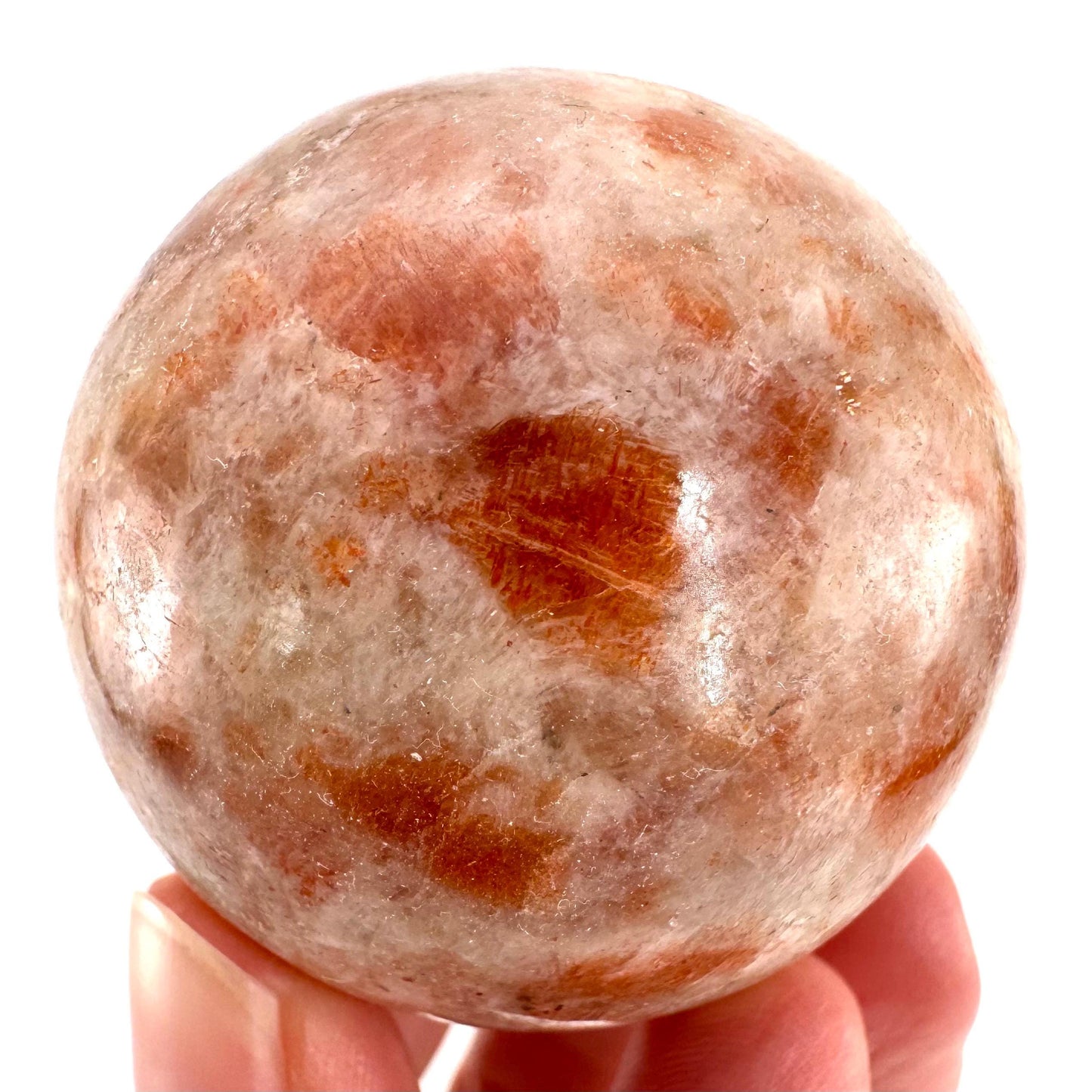 Orange Sunstone Sphere | Polished Flashy Crystal Ball