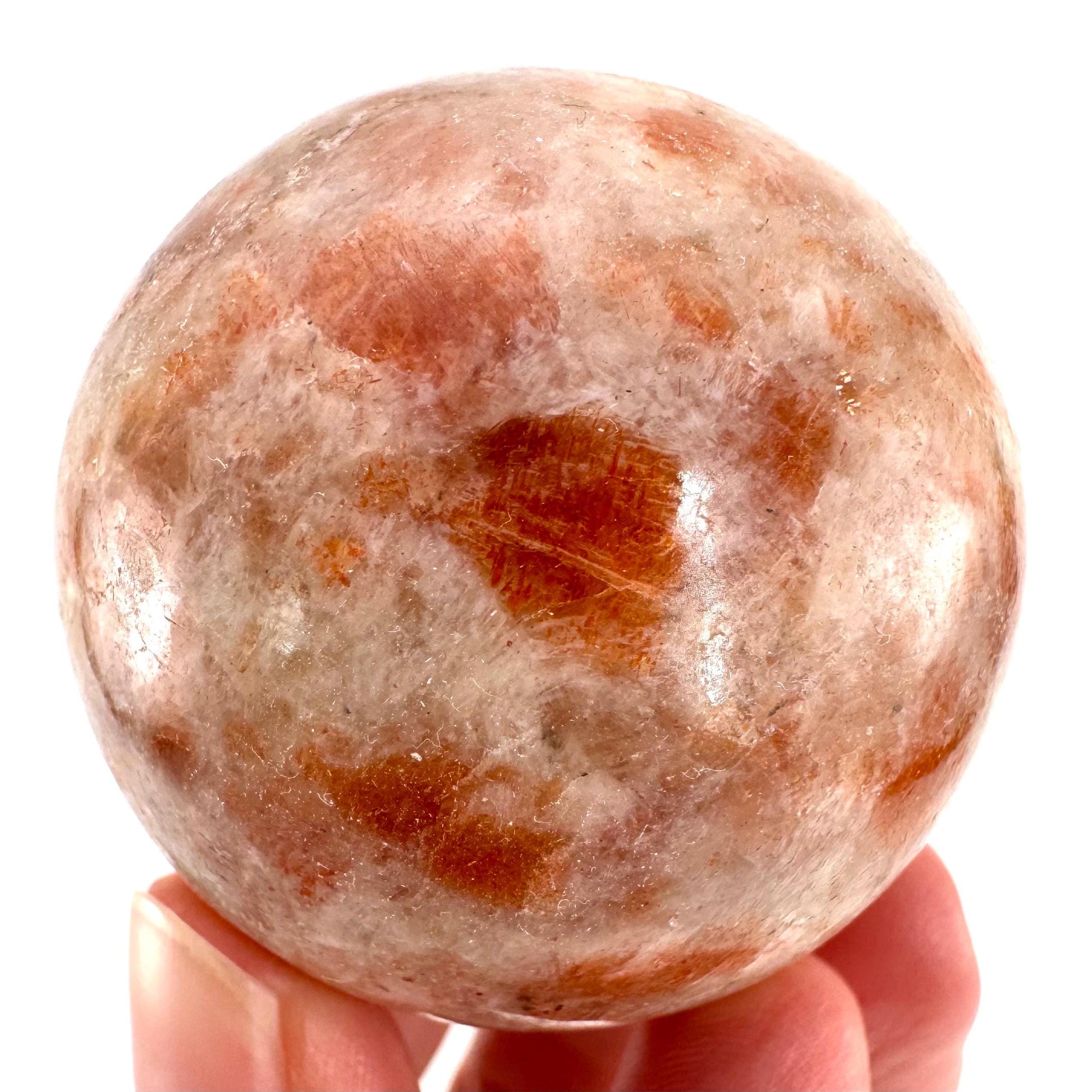 Orange Sunstone Sphere | Polished Flashy Crystal Ball