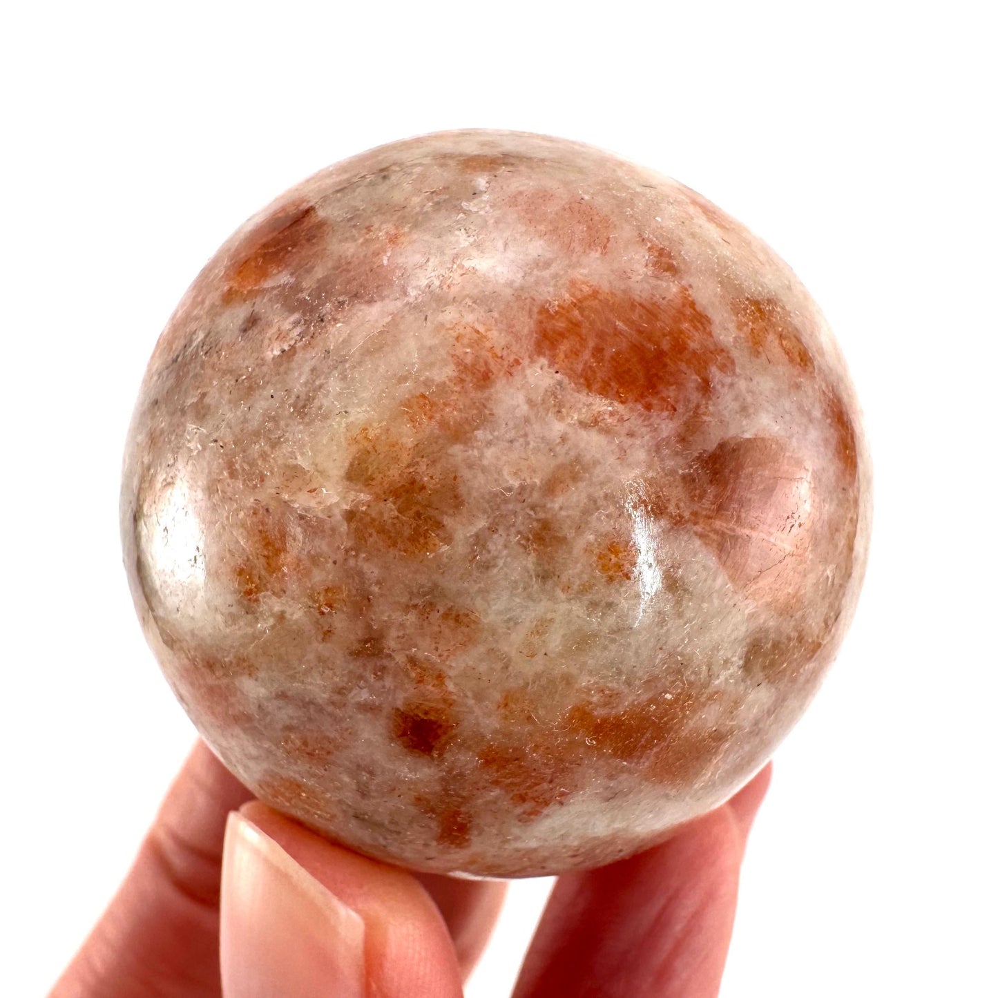 Orange Sunstone Sphere | Polished Flashy Crystal Ball