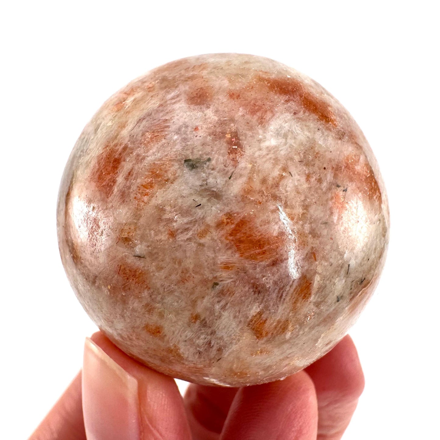 Orange Sunstone Sphere | Polished Flashy Crystal Ball