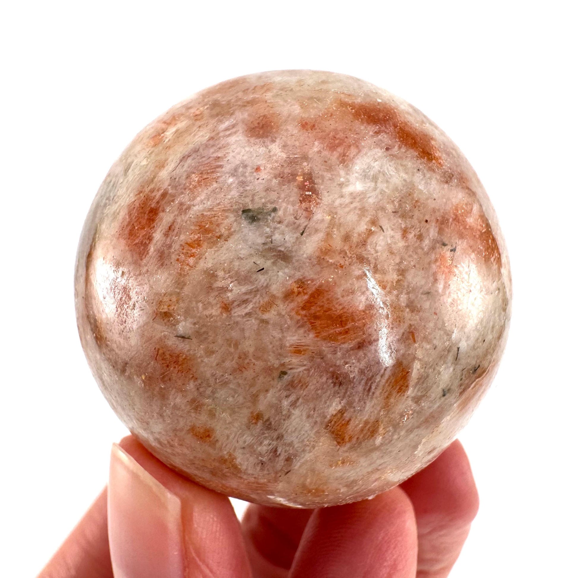 Orange Sunstone Sphere | Polished Flashy Crystal Ball