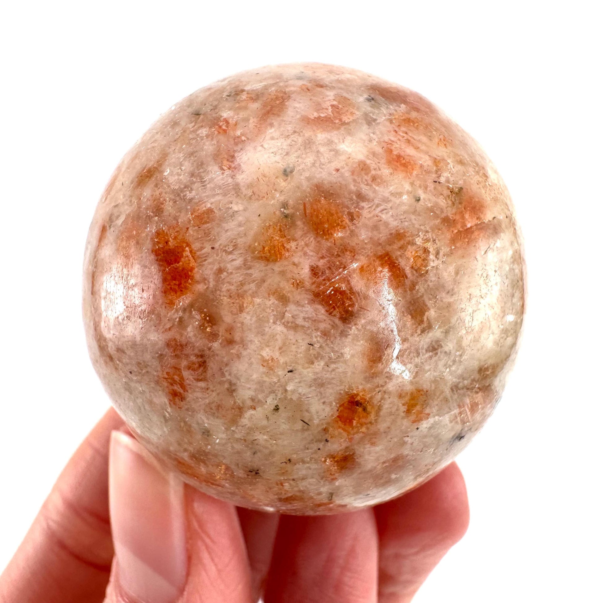 Orange Sunstone Sphere | Polished Flashy Crystal Ball