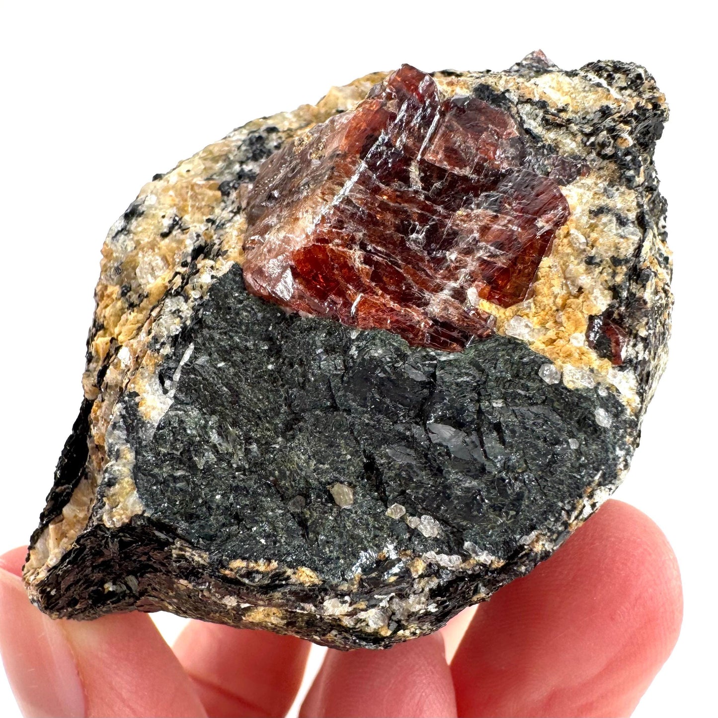 Red Zircon on Matrix | natural red crystal, mineral specimen from Pakistan