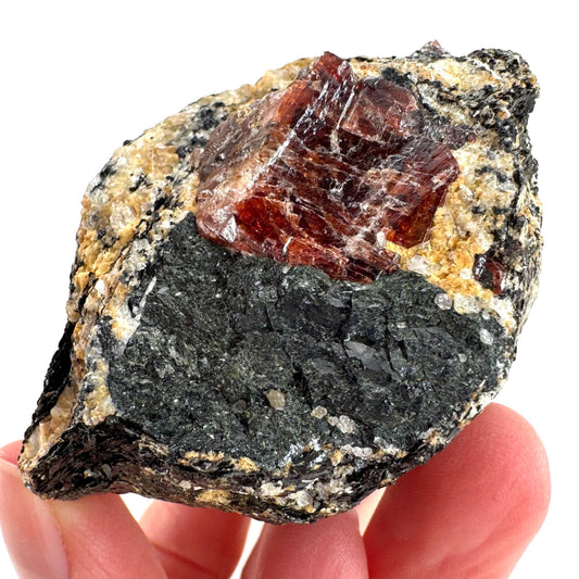 Red Zircon on Matrix | natural red crystal, mineral specimen from Pakistan