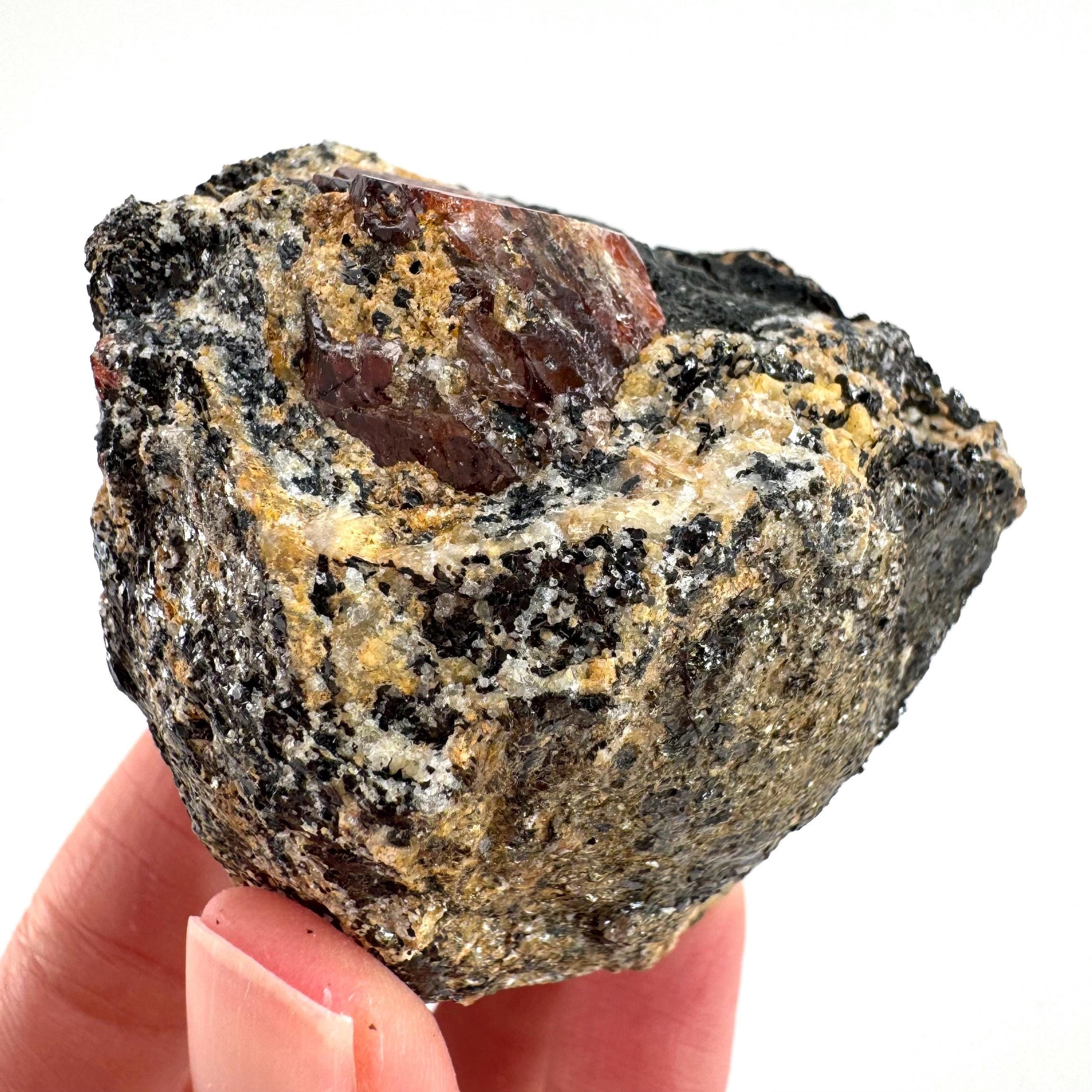 Red Zircon on Matrix | natural red crystal, mineral specimen from Pakistan