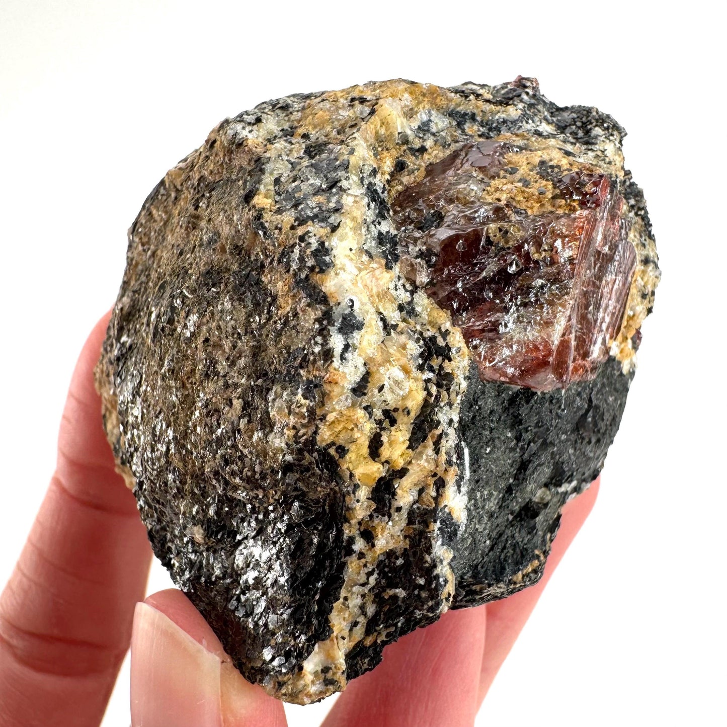 Red Zircon on Matrix | natural red crystal, mineral specimen from Pakistan